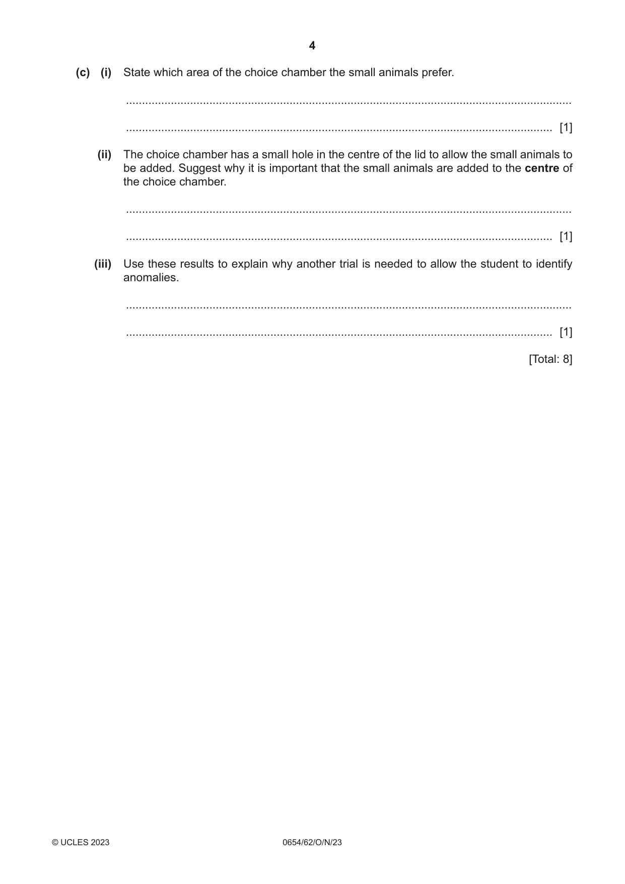 Cambridge IGCSE Sciences - Co-ordinated (Double) 0654 2023 Oct/Nov Paper 6 · Variant 2 question paper, page 4 of 20
