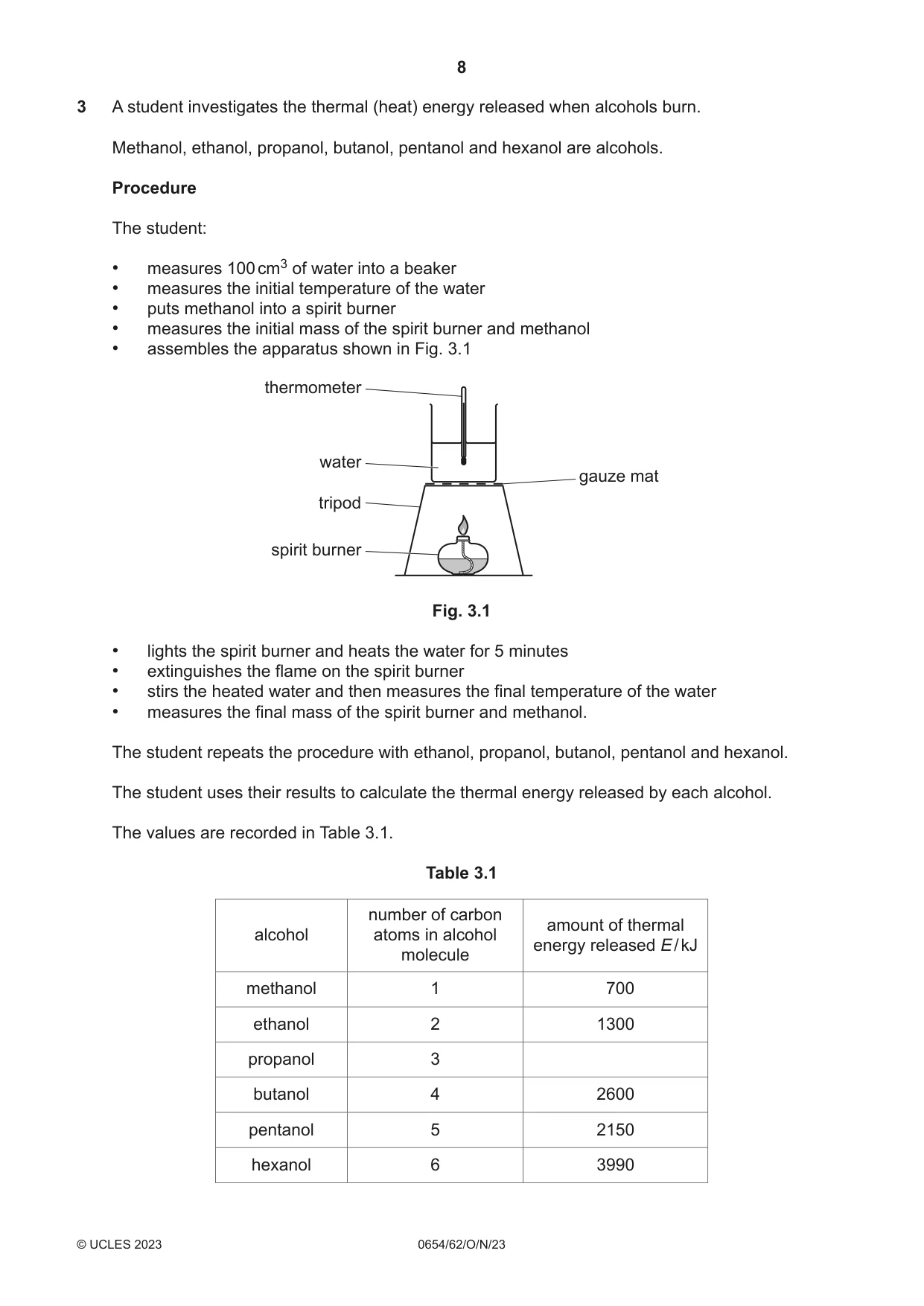 Cambridge IGCSE Sciences - Co-ordinated (Double) 0654 2023 Oct/Nov Paper 6 · Variant 2 question paper, page 8 of 20