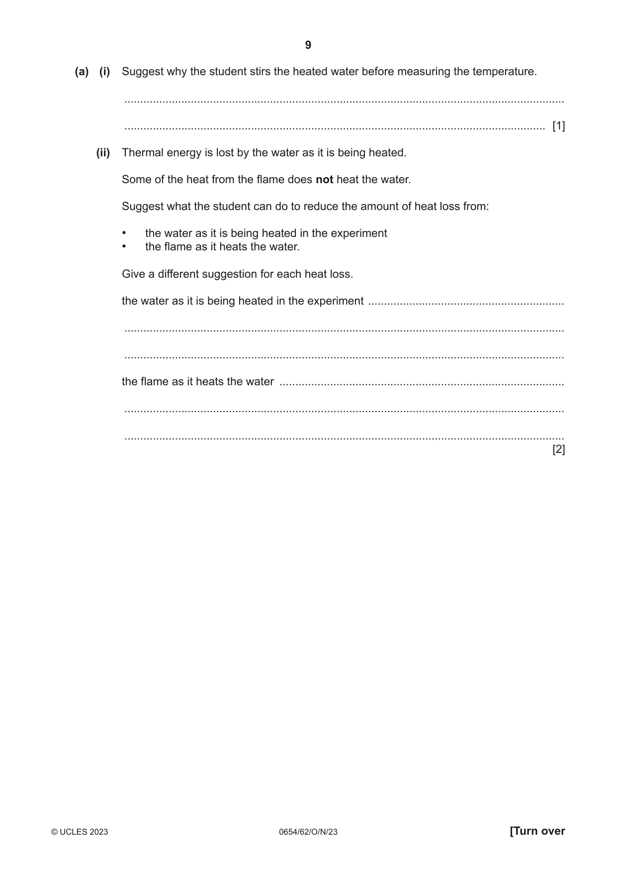 Cambridge IGCSE Sciences - Co-ordinated (Double) 0654 2023 Oct/Nov Paper 6 · Variant 2 question paper, page 9 of 20