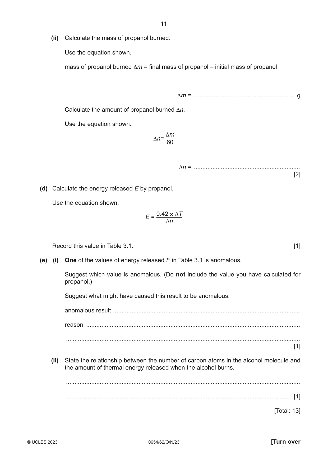 Cambridge IGCSE Sciences - Co-ordinated (Double) 0654 2023 Oct/Nov Paper 6 · Variant 2 question paper, page 11 of 20