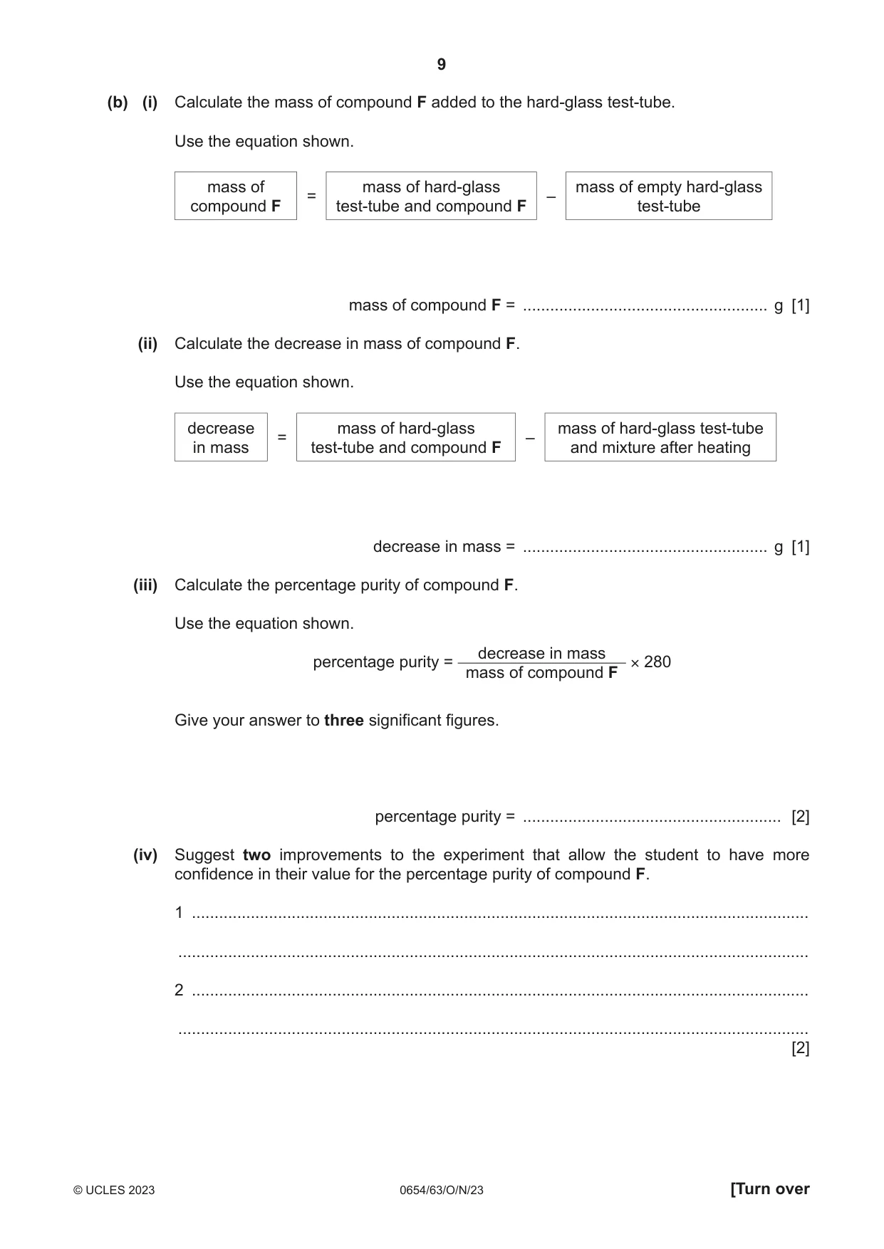 Cambridge IGCSE Sciences - Co-ordinated (Double) 0654 2023 Oct/Nov Paper 6 · Variant 3 question paper, page 9 of 20