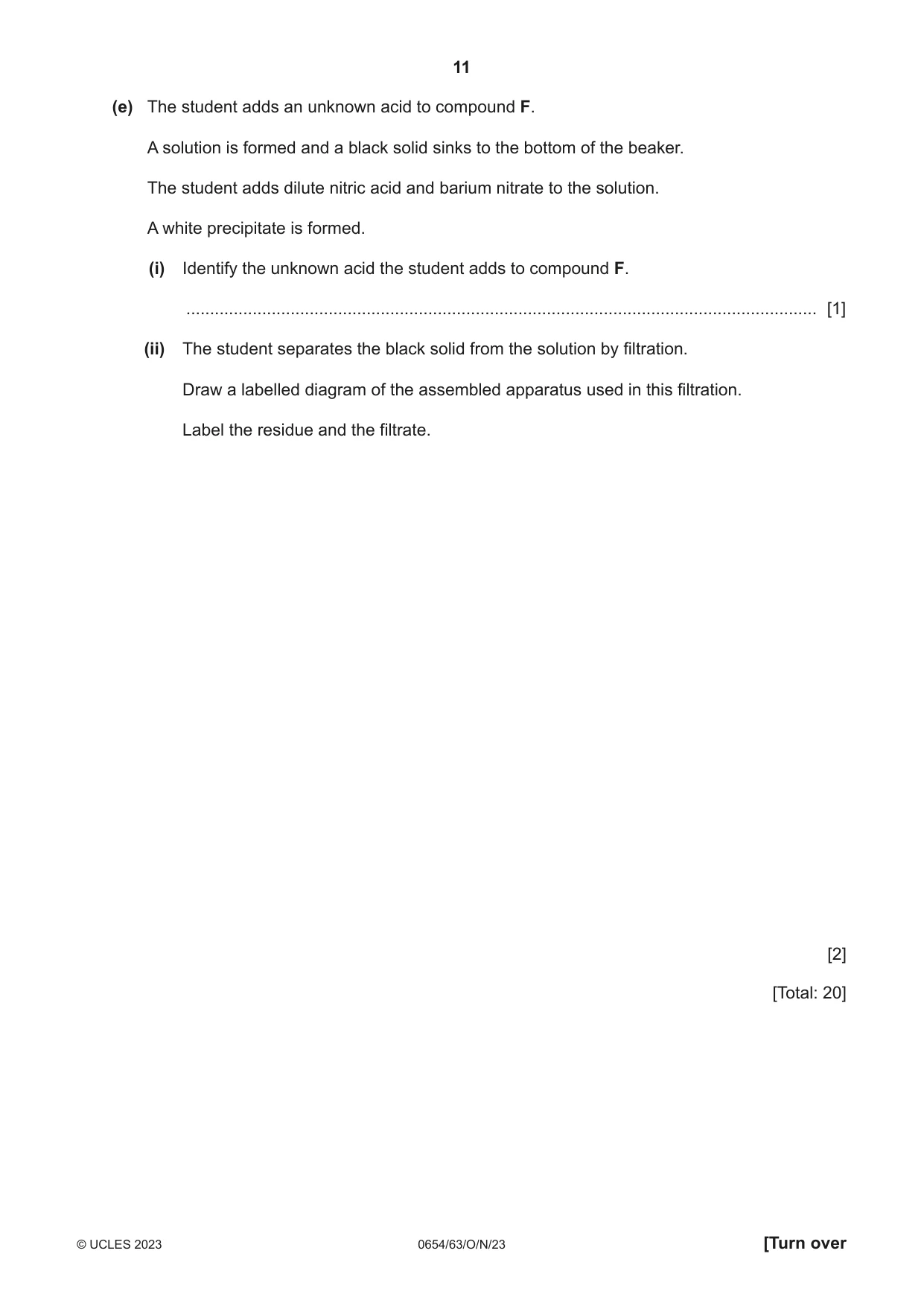 Cambridge IGCSE Sciences - Co-ordinated (Double) 0654 2023 Oct/Nov Paper 6 · Variant 3 question paper, page 11 of 20