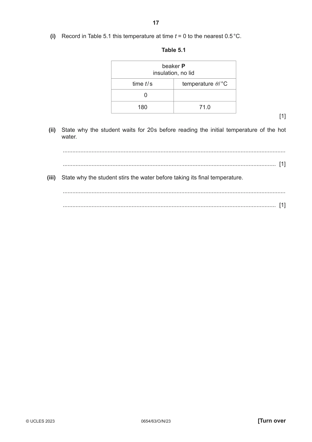 Cambridge IGCSE Sciences - Co-ordinated (Double) 0654 2023 Oct/Nov Paper 6 · Variant 3 question paper, page 17 of 20