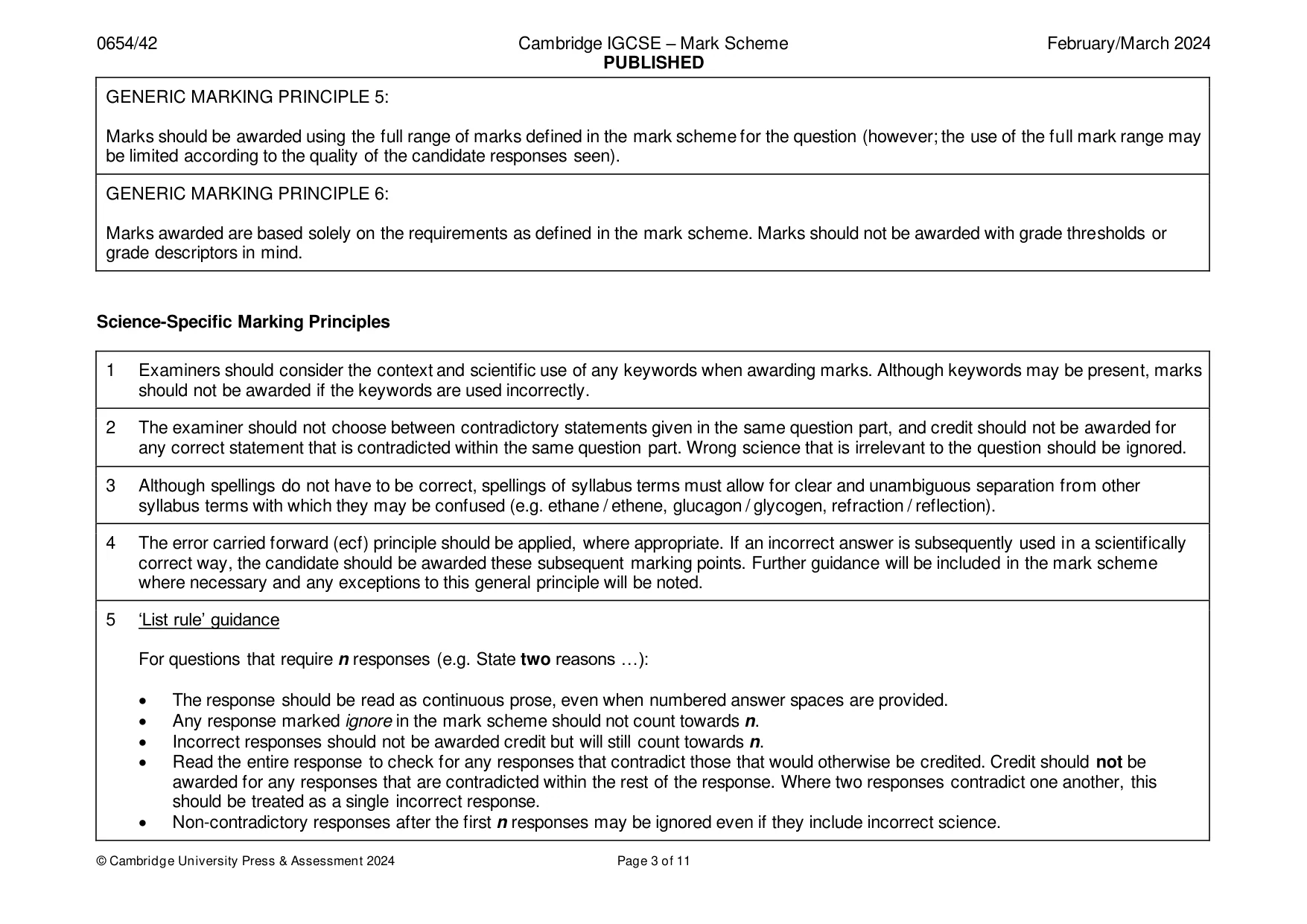 Mark scheme, page 3 of 11