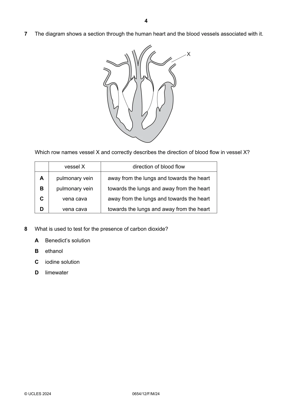 Cambridge IGCSE Sciences - Co-ordinated (Double) 0654 2024 Feb/March Paper 1 · Variant 2 question paper, page 4 of 16