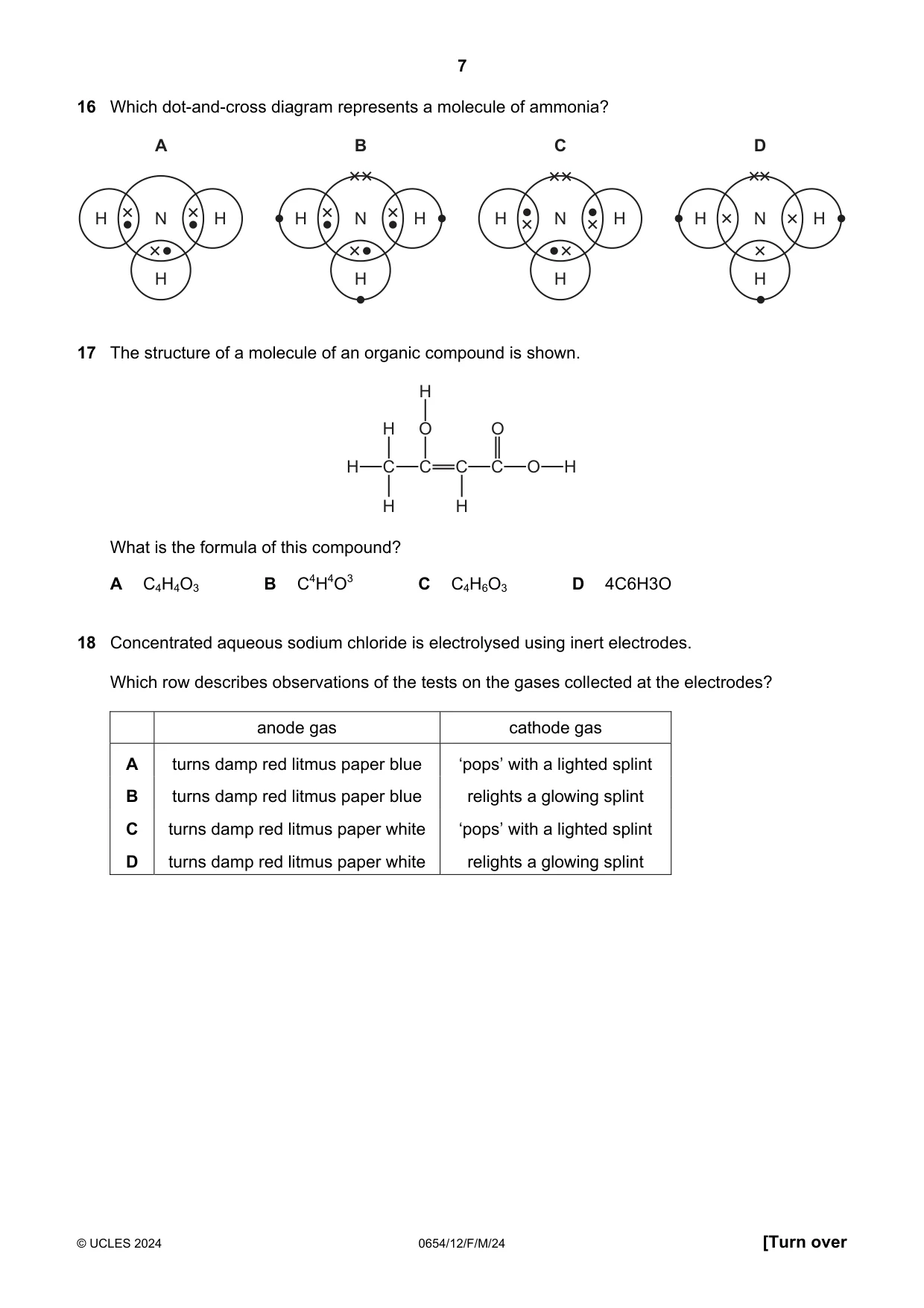Cambridge IGCSE Sciences - Co-ordinated (Double) 0654 2024 Feb/March Paper 1 · Variant 2 question paper, page 7 of 16