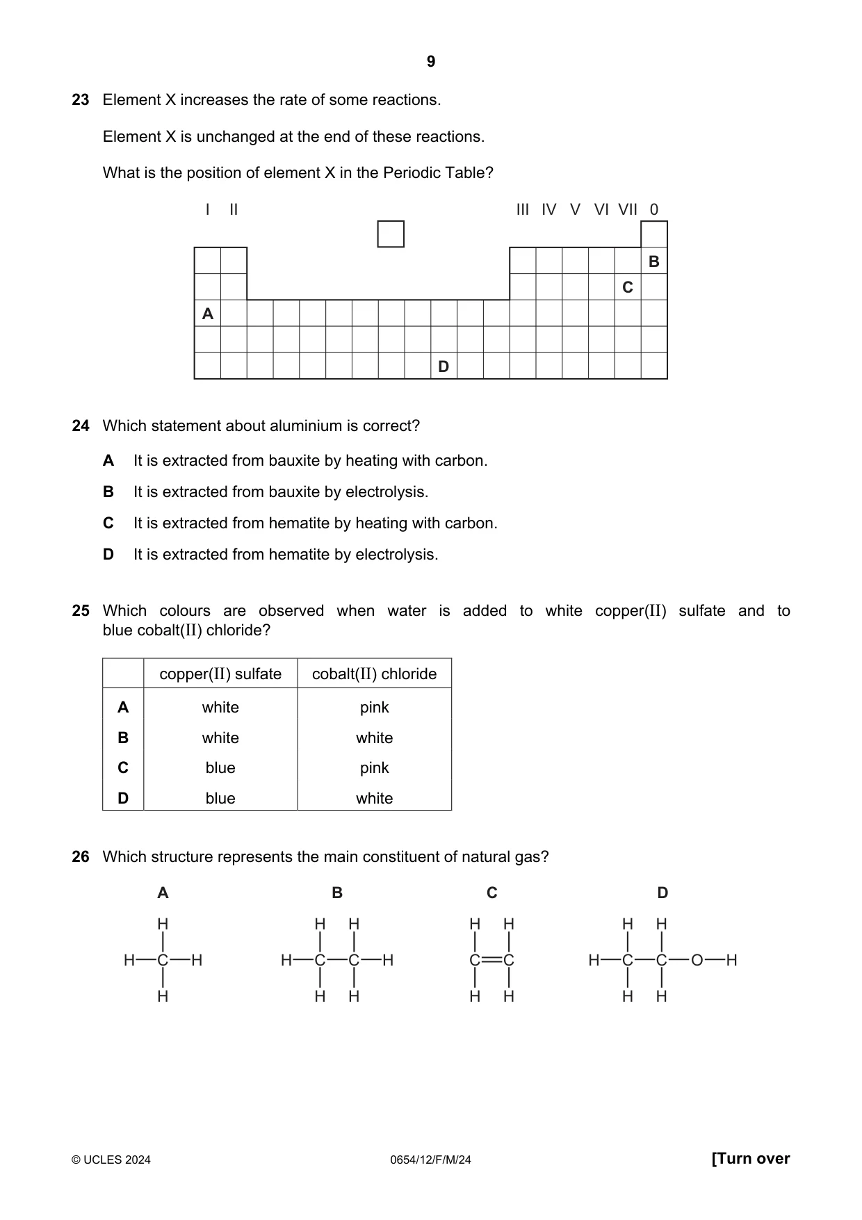 Cambridge IGCSE Sciences - Co-ordinated (Double) 0654 2024 Feb/March Paper 1 · Variant 2 question paper, page 9 of 16