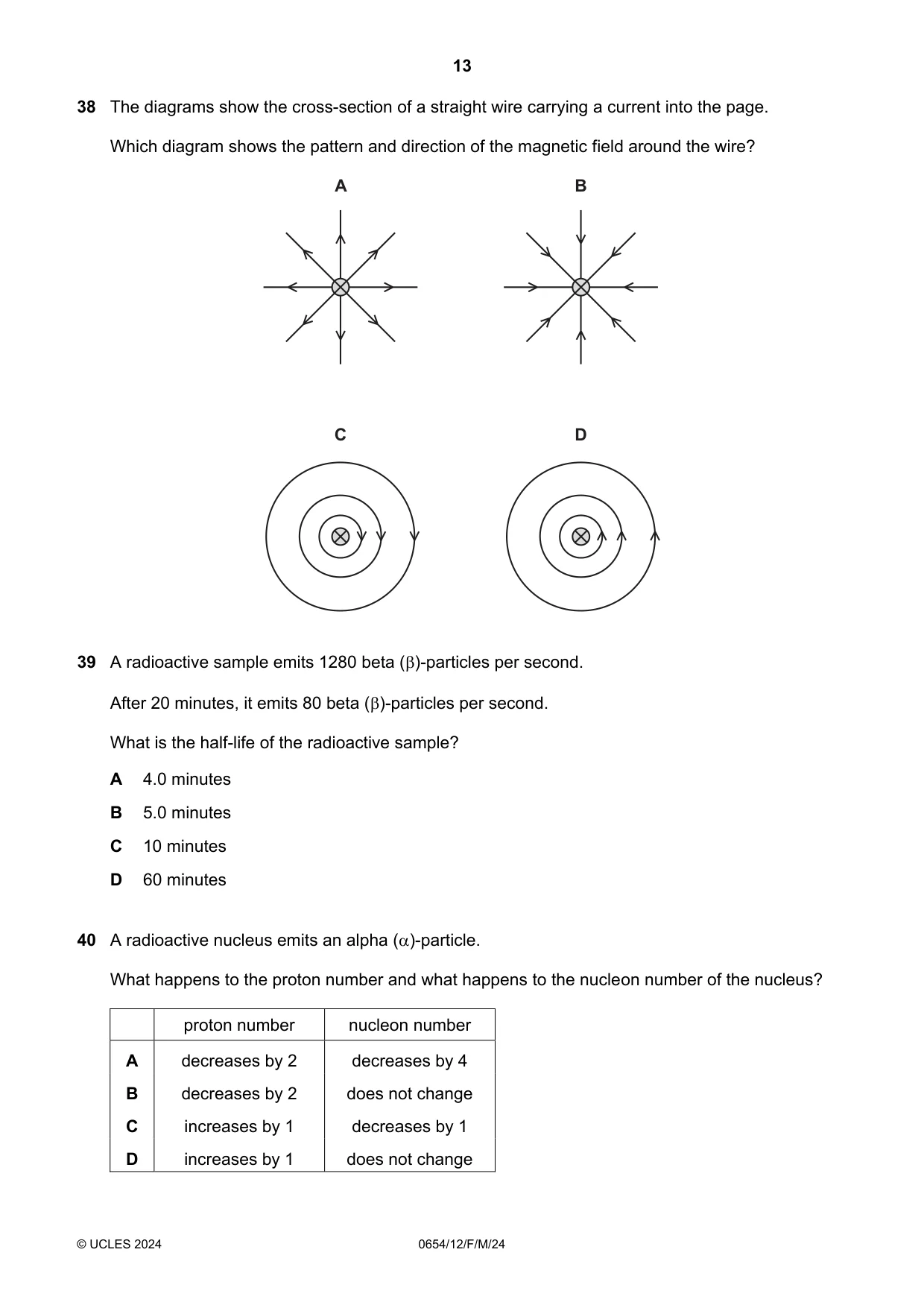 Cambridge IGCSE Sciences - Co-ordinated (Double) 0654 2024 Feb/March Paper 1 · Variant 2 question paper, page 13 of 16