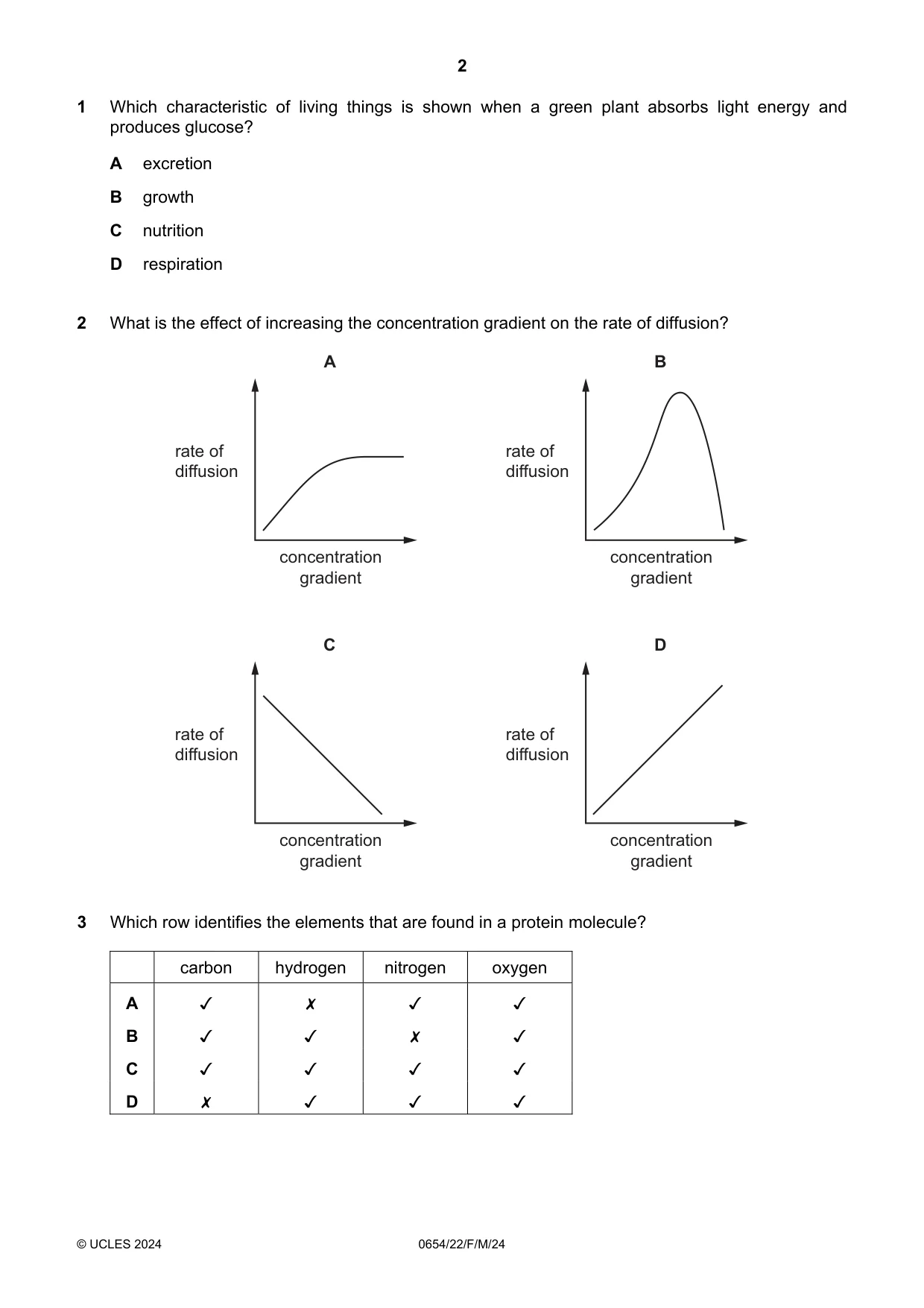 Cambridge IGCSE Sciences - Co-ordinated (Double) 0654 2024 Feb/March Paper 2 · Variant 2 question paper, page 2 of 16