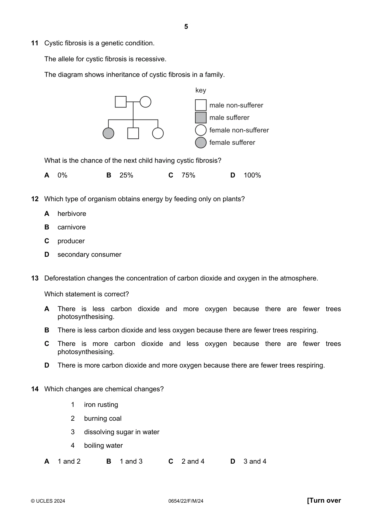 Cambridge IGCSE Sciences - Co-ordinated (Double) 0654 2024 Feb/March Paper 2 · Variant 2 question paper, page 5 of 16