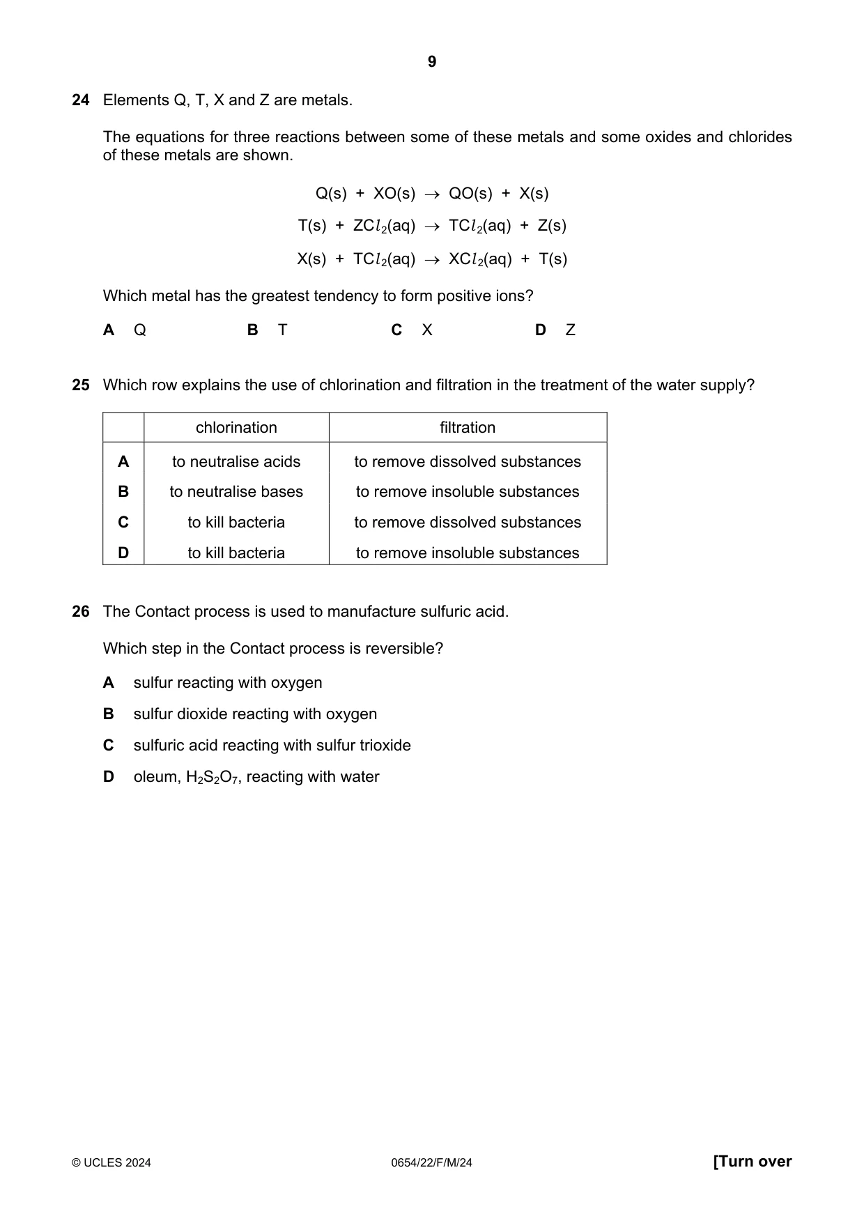 Cambridge IGCSE Sciences - Co-ordinated (Double) 0654 2024 Feb/March Paper 2 · Variant 2 question paper, page 9 of 16