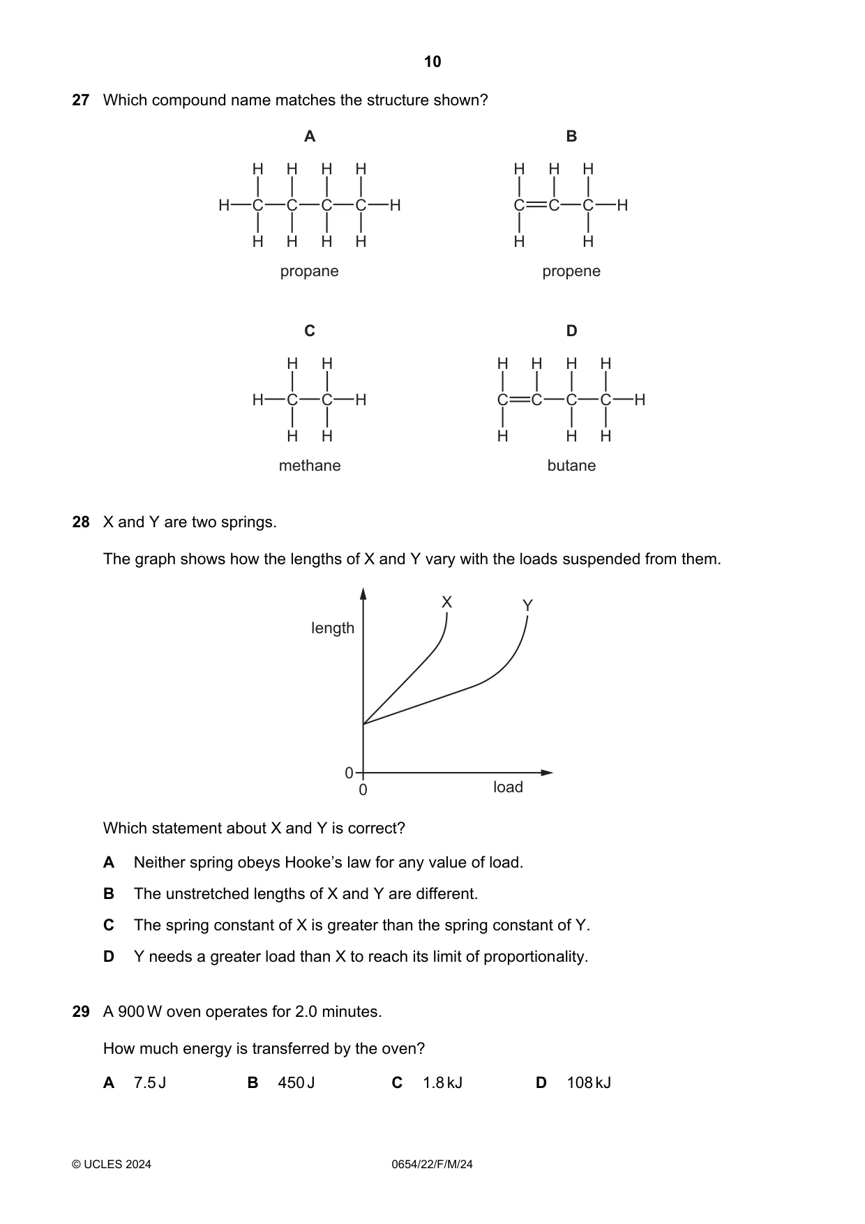 Cambridge IGCSE Sciences - Co-ordinated (Double) 0654 2024 Feb/March Paper 2 · Variant 2 question paper, page 10 of 16