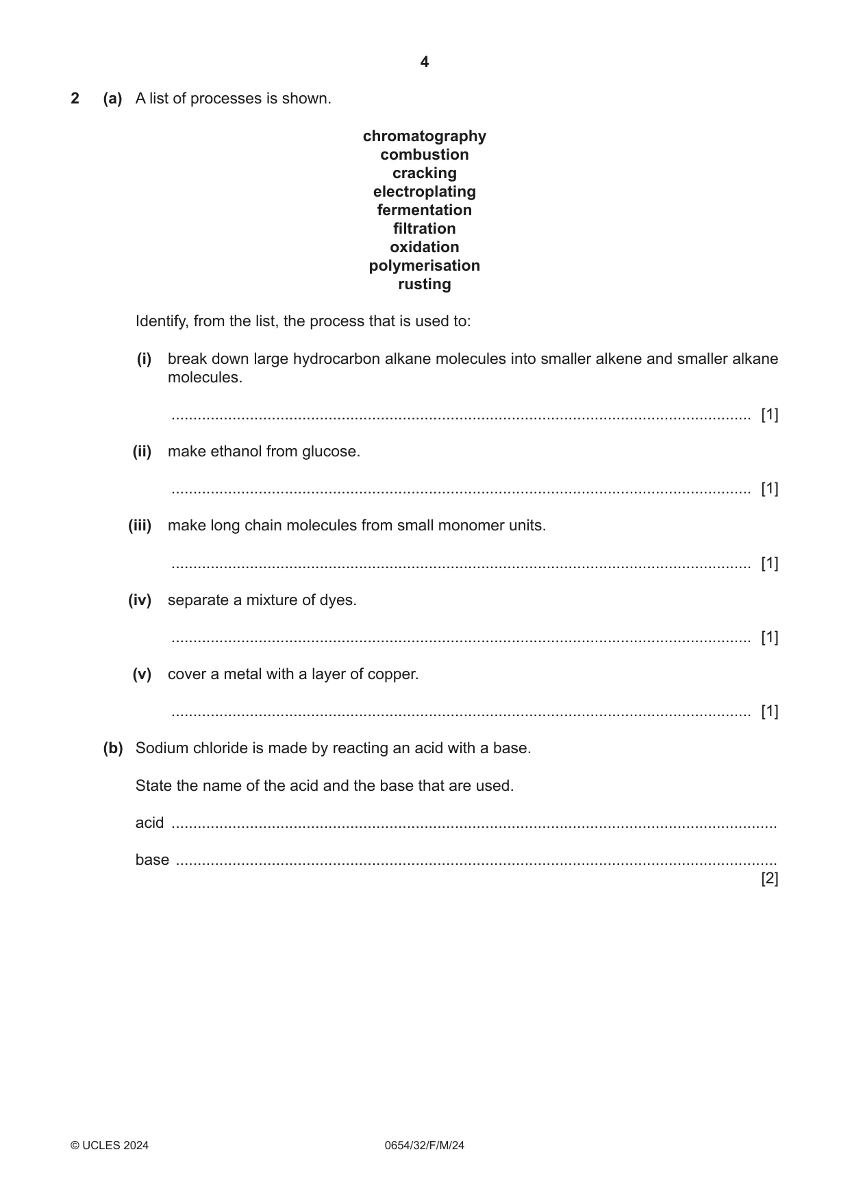 Cambridge IGCSE Sciences - Co-ordinated (Double) 0654 2024 Feb/March Paper 3 · Variant 2 question paper, page 4 of 28
