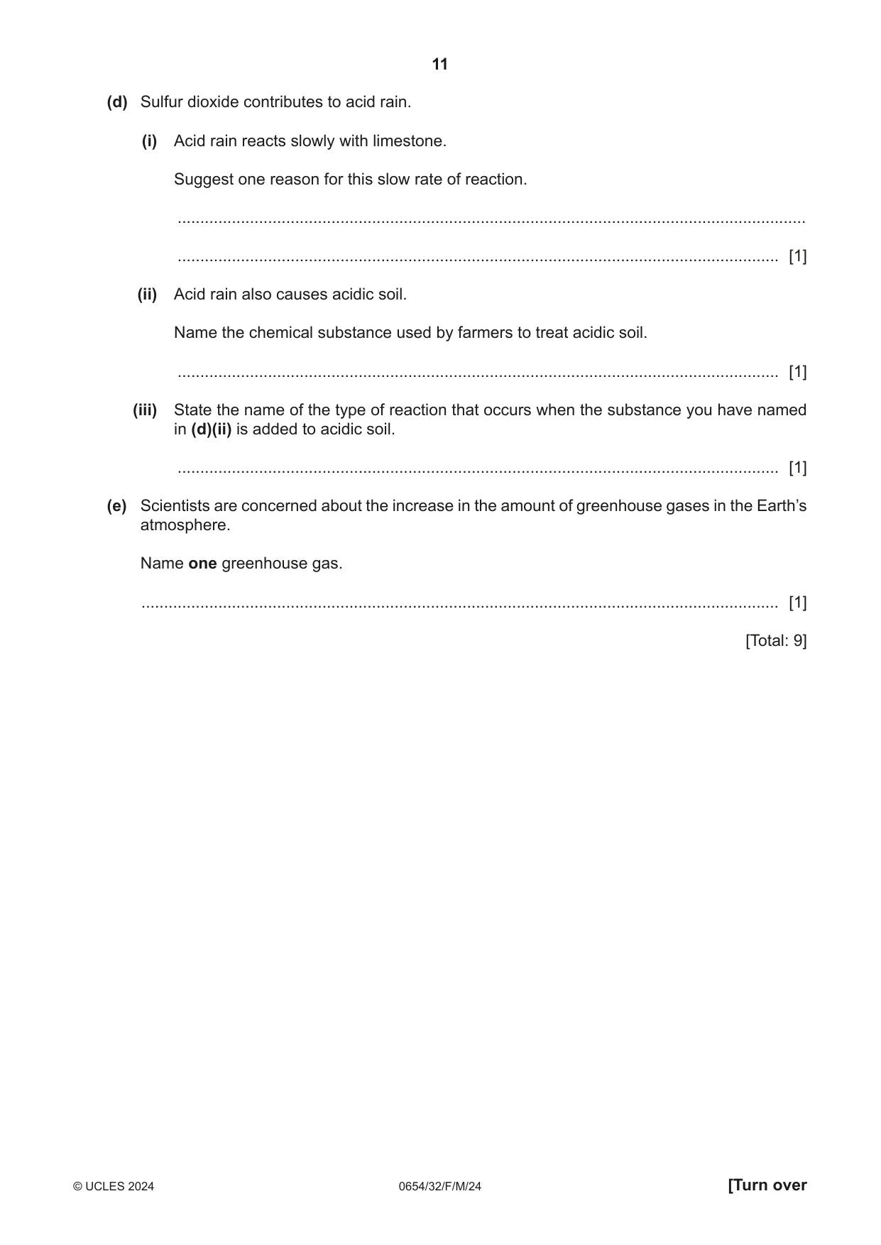 Cambridge IGCSE Sciences - Co-ordinated (Double) 0654 2024 Feb/March Paper 3 · Variant 2 question paper, page 11 of 28