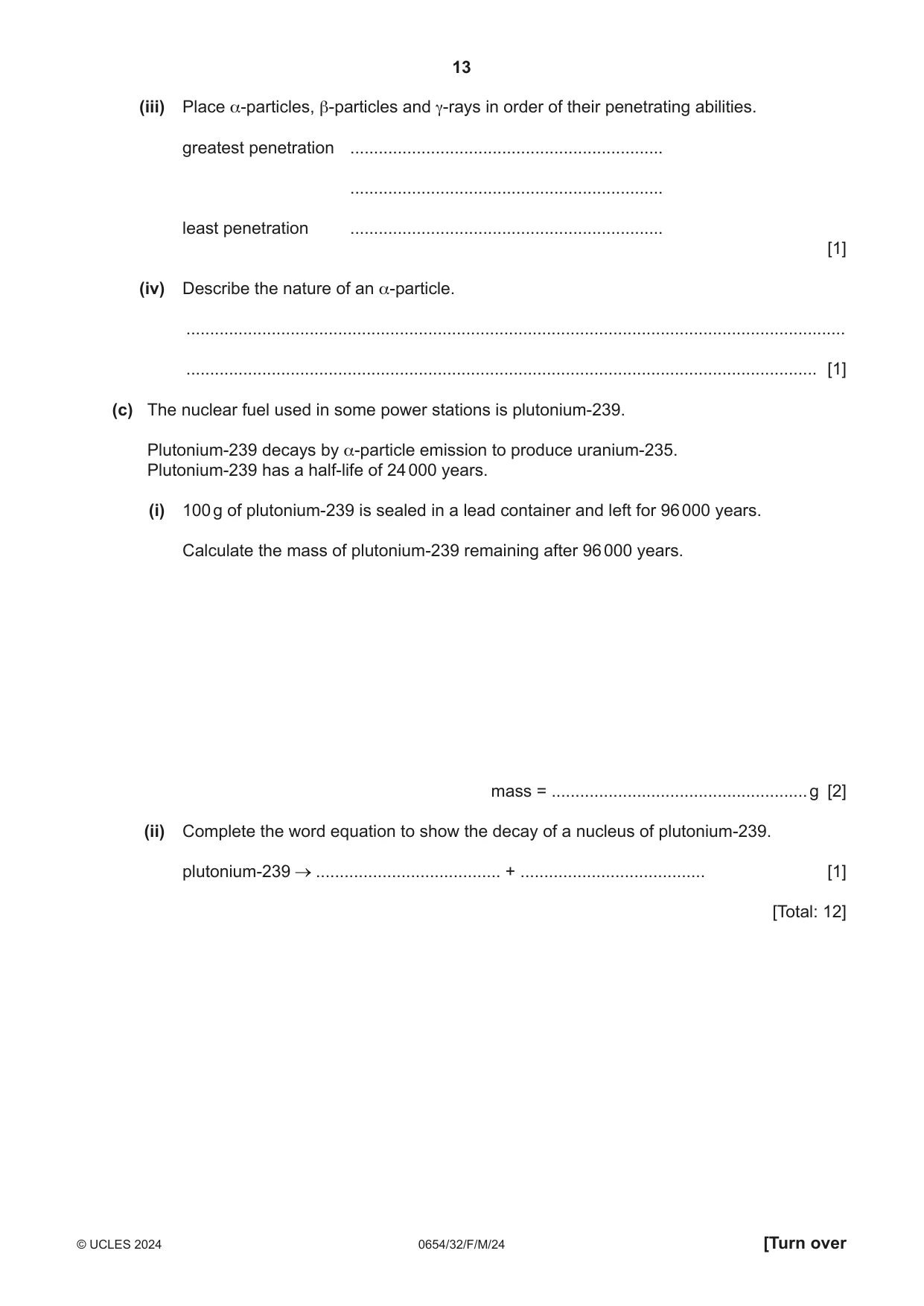 Cambridge IGCSE Sciences - Co-ordinated (Double) 0654 2024 Feb/March Paper 3 · Variant 2 question paper, page 13 of 28