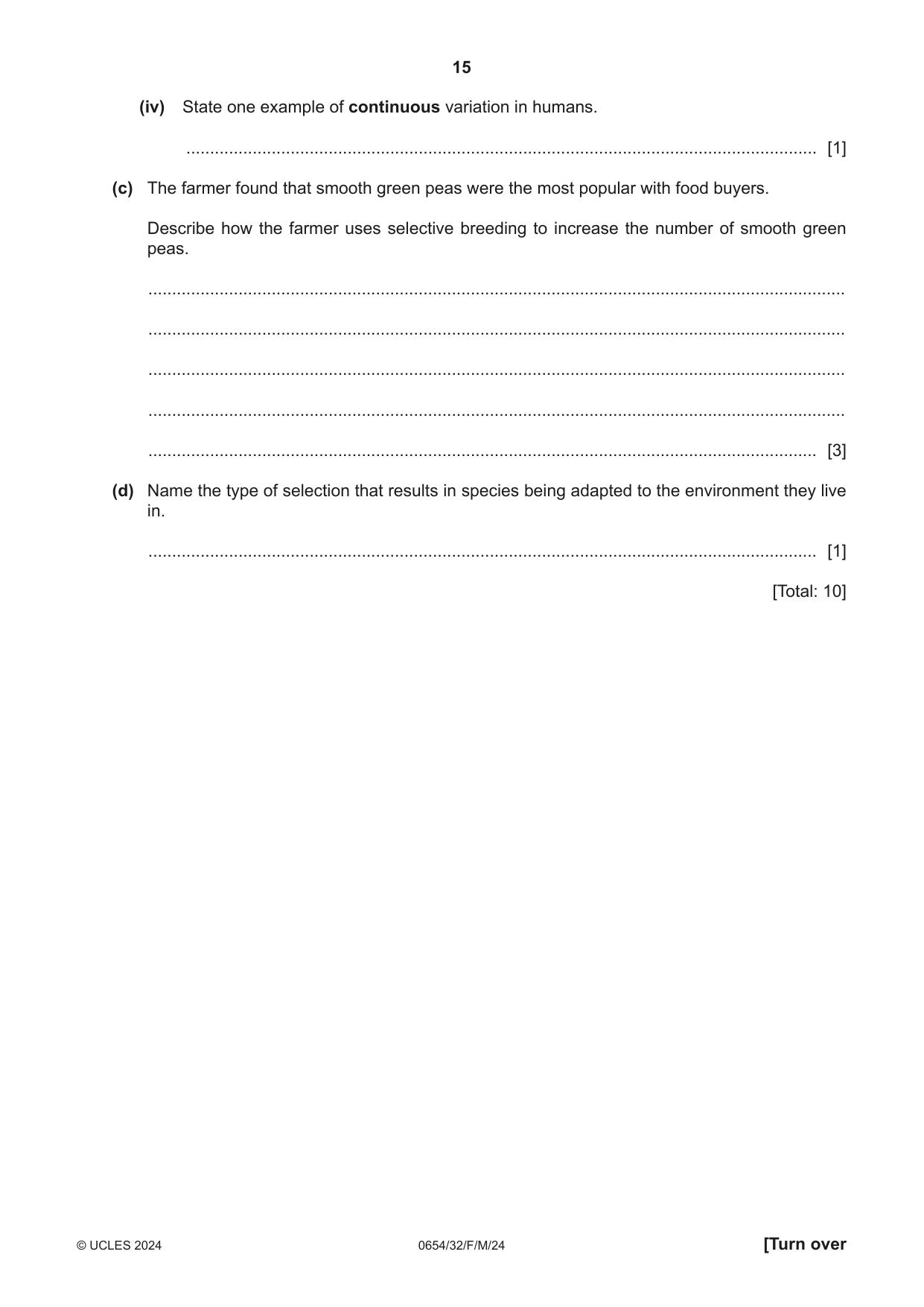 Cambridge IGCSE Sciences - Co-ordinated (Double) 0654 2024 Feb/March Paper 3 · Variant 2 question paper, page 15 of 28