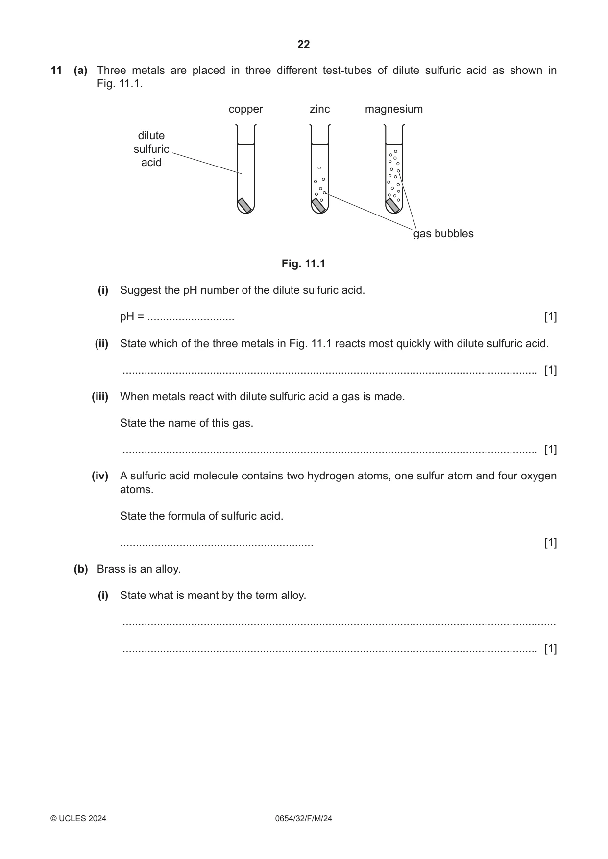Cambridge IGCSE Sciences - Co-ordinated (Double) 0654 2024 Feb/March Paper 3 · Variant 2 question paper, page 22 of 28