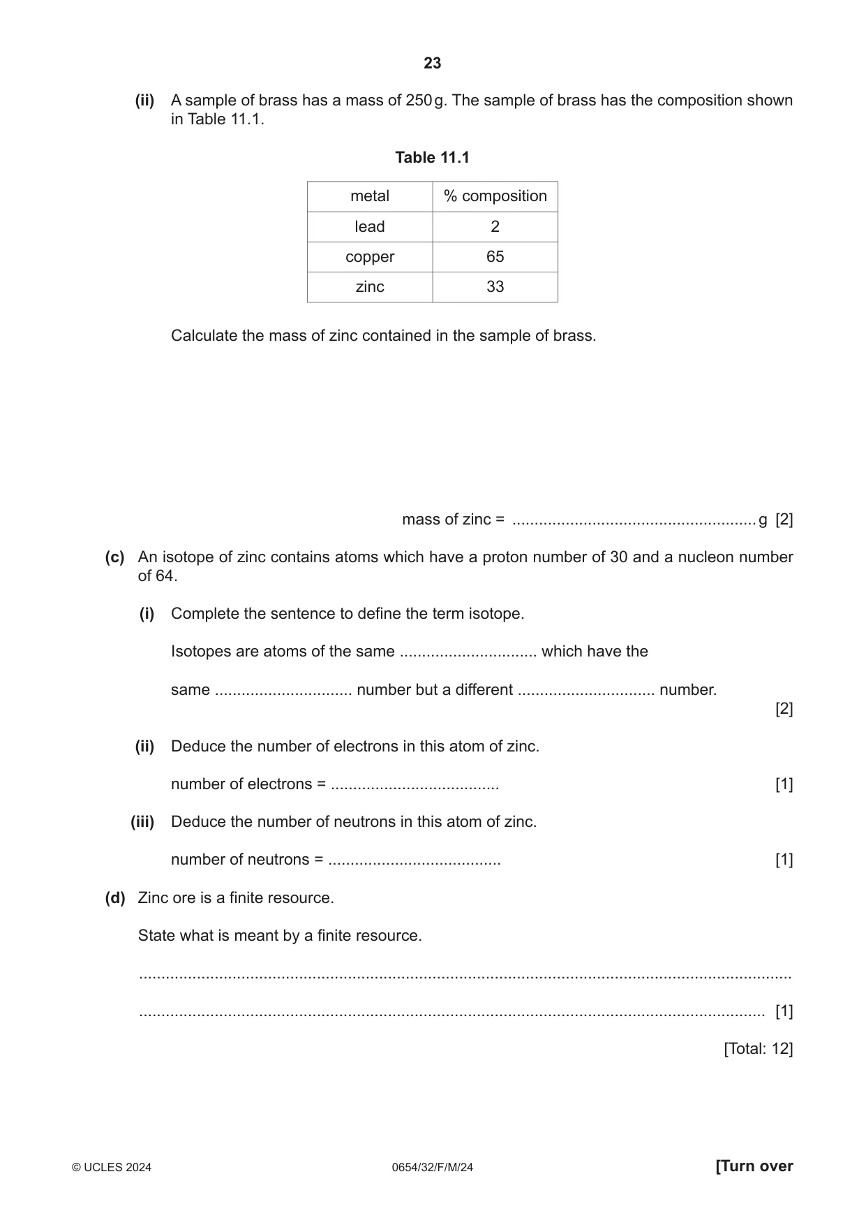 Cambridge IGCSE Sciences - Co-ordinated (Double) 0654 2024 Feb/March Paper 3 · Variant 2 question paper, page 23 of 28