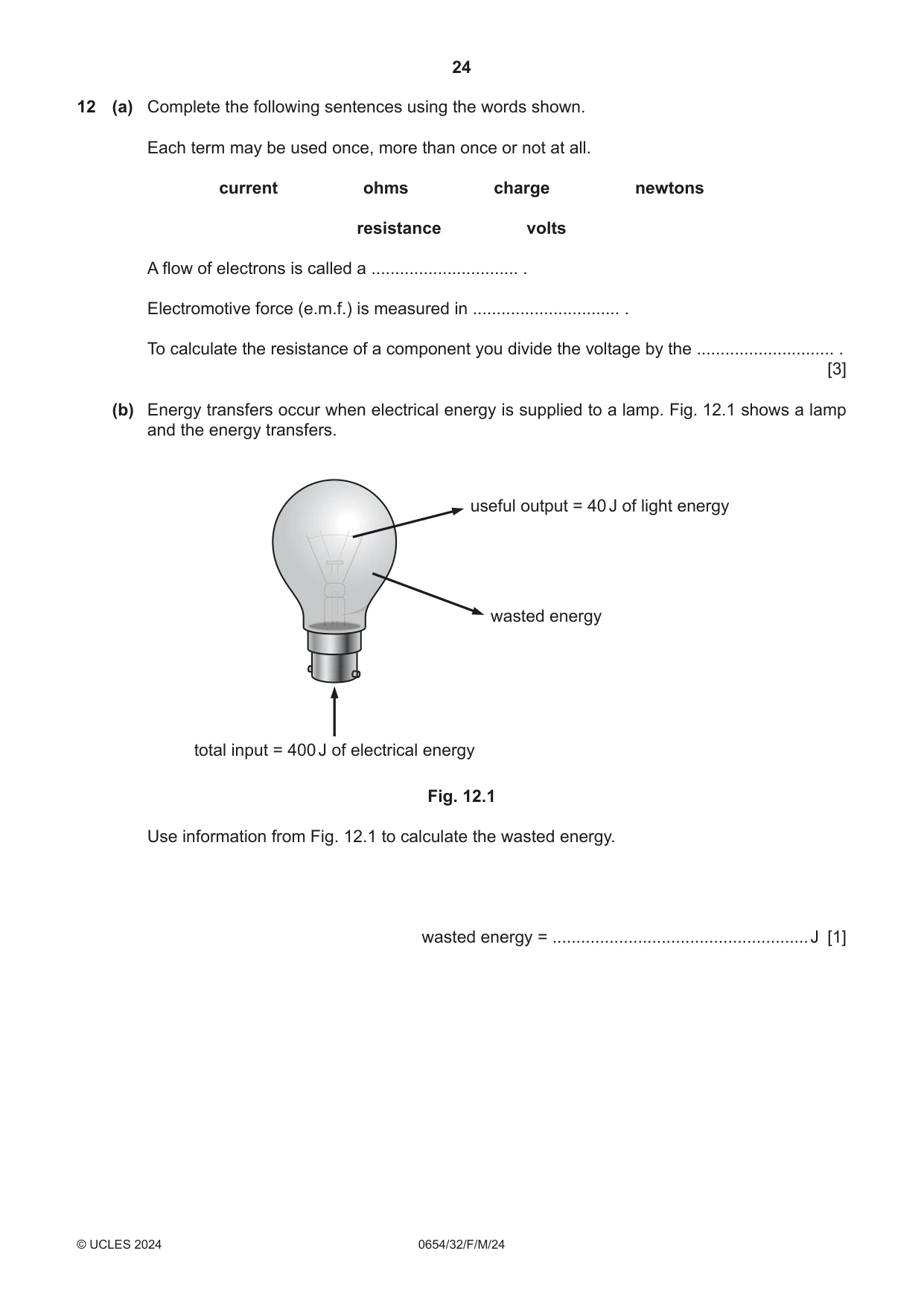 Cambridge IGCSE Sciences - Co-ordinated (Double) 0654 2024 Feb/March Paper 3 · Variant 2 question paper, page 24 of 28