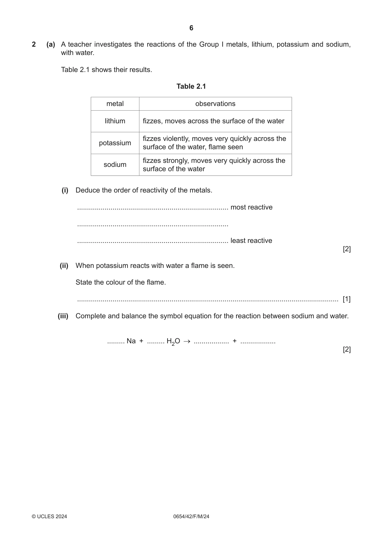 Cambridge IGCSE Sciences - Co-ordinated (Double) 0654 2024 Feb/March Paper 4 · Variant 2 question paper, page 6 of 32