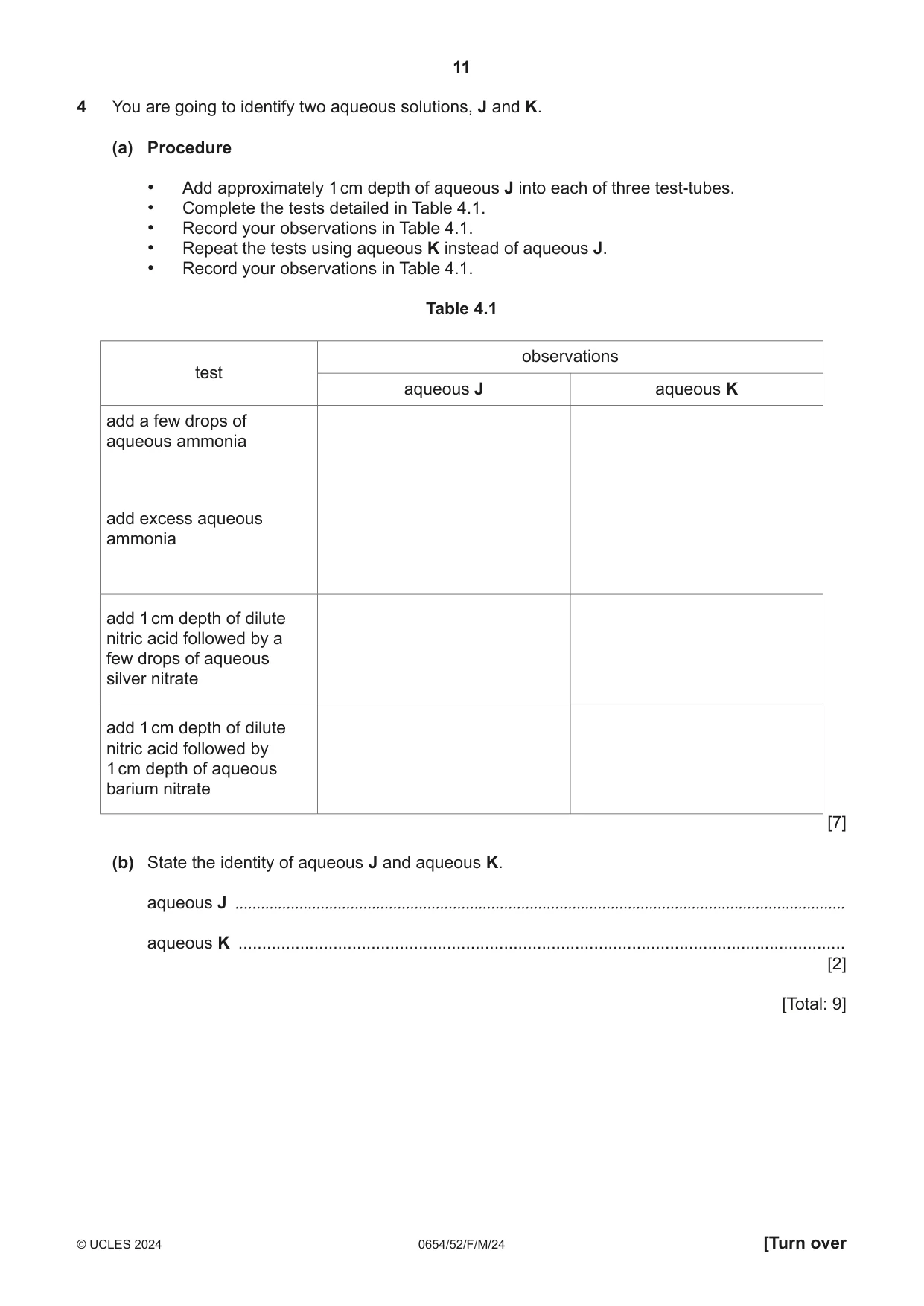 Cambridge IGCSE Sciences - Co-ordinated (Double) 0654 2024 Feb/March Paper 5 · Variant 2 question paper, page 11 of 20