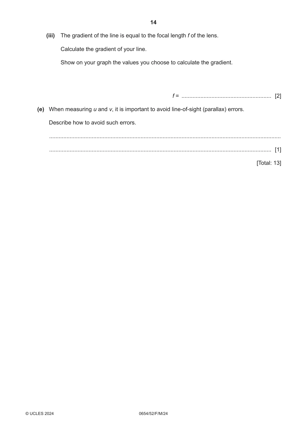 Cambridge IGCSE Sciences - Co-ordinated (Double) 0654 2024 Feb/March Paper 5 · Variant 2 question paper, page 14 of 20