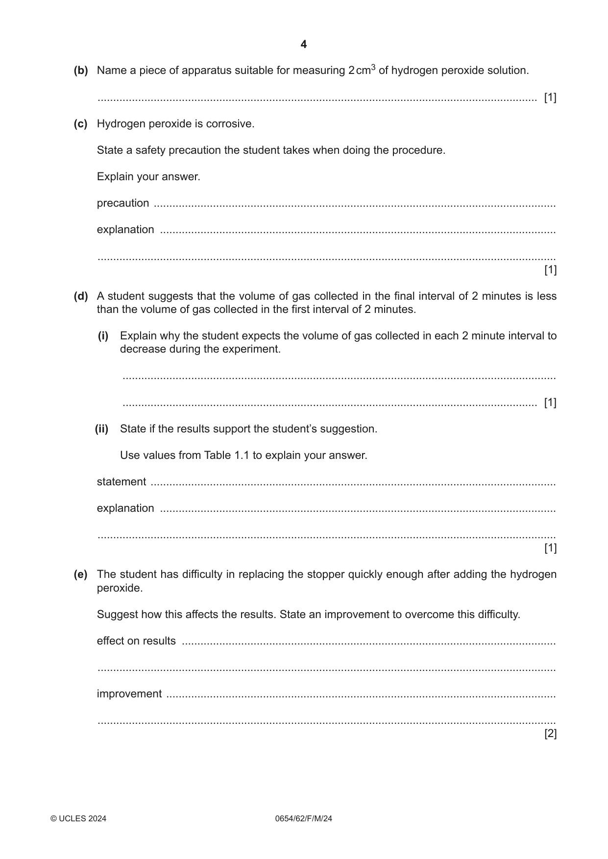 Cambridge IGCSE Sciences - Co-ordinated (Double) 0654 2024 Feb/March Paper 6 · Variant 2 question paper, page 4 of 20