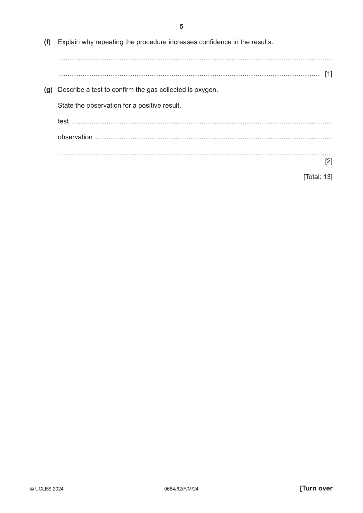 Cambridge IGCSE Sciences - Co-ordinated (Double) 0654 2024 Feb/March Paper 6 · Variant 2 question paper, page 5 of 20