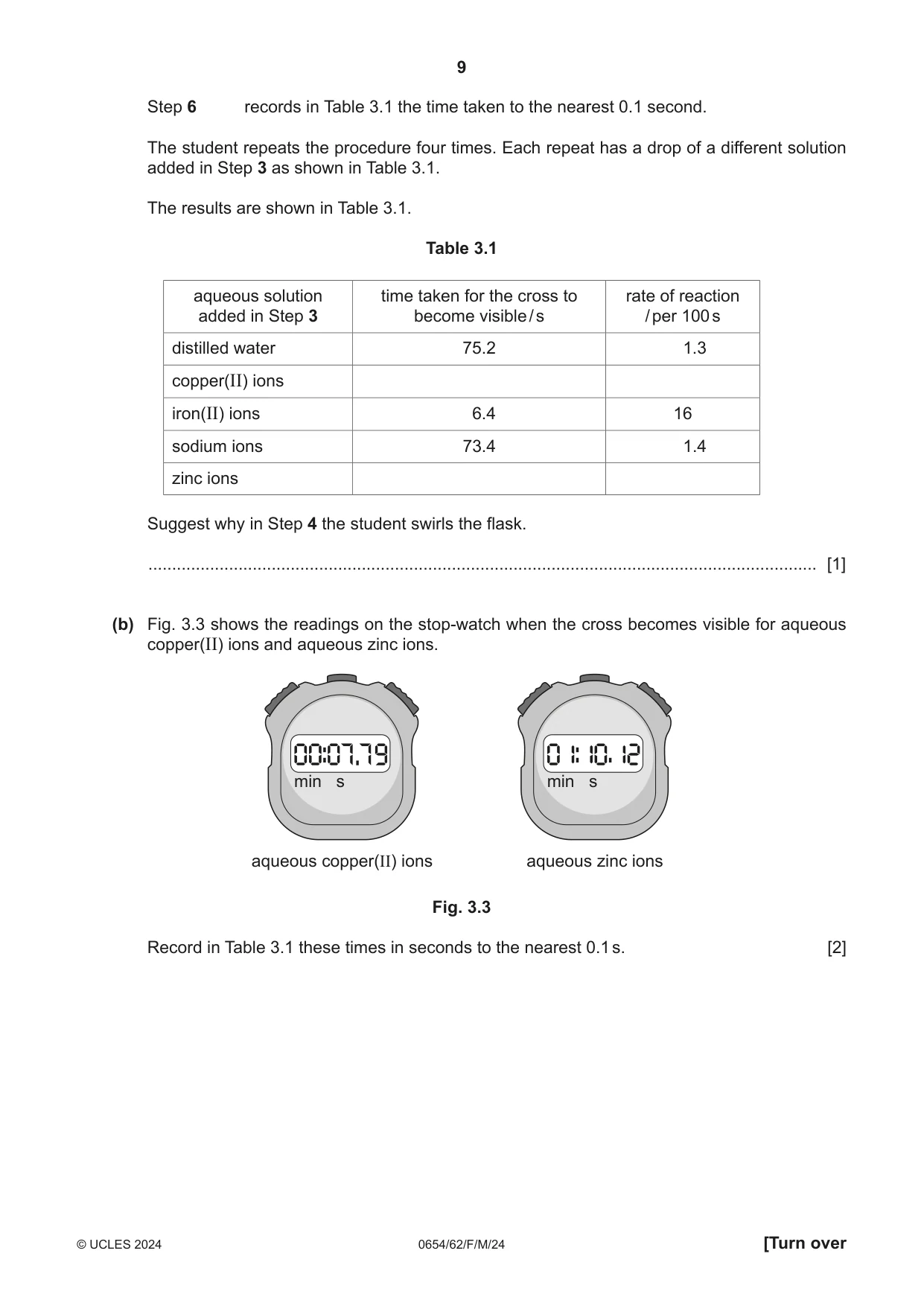 Cambridge IGCSE Sciences - Co-ordinated (Double) 0654 2024 Feb/March Paper 6 · Variant 2 question paper, page 9 of 20