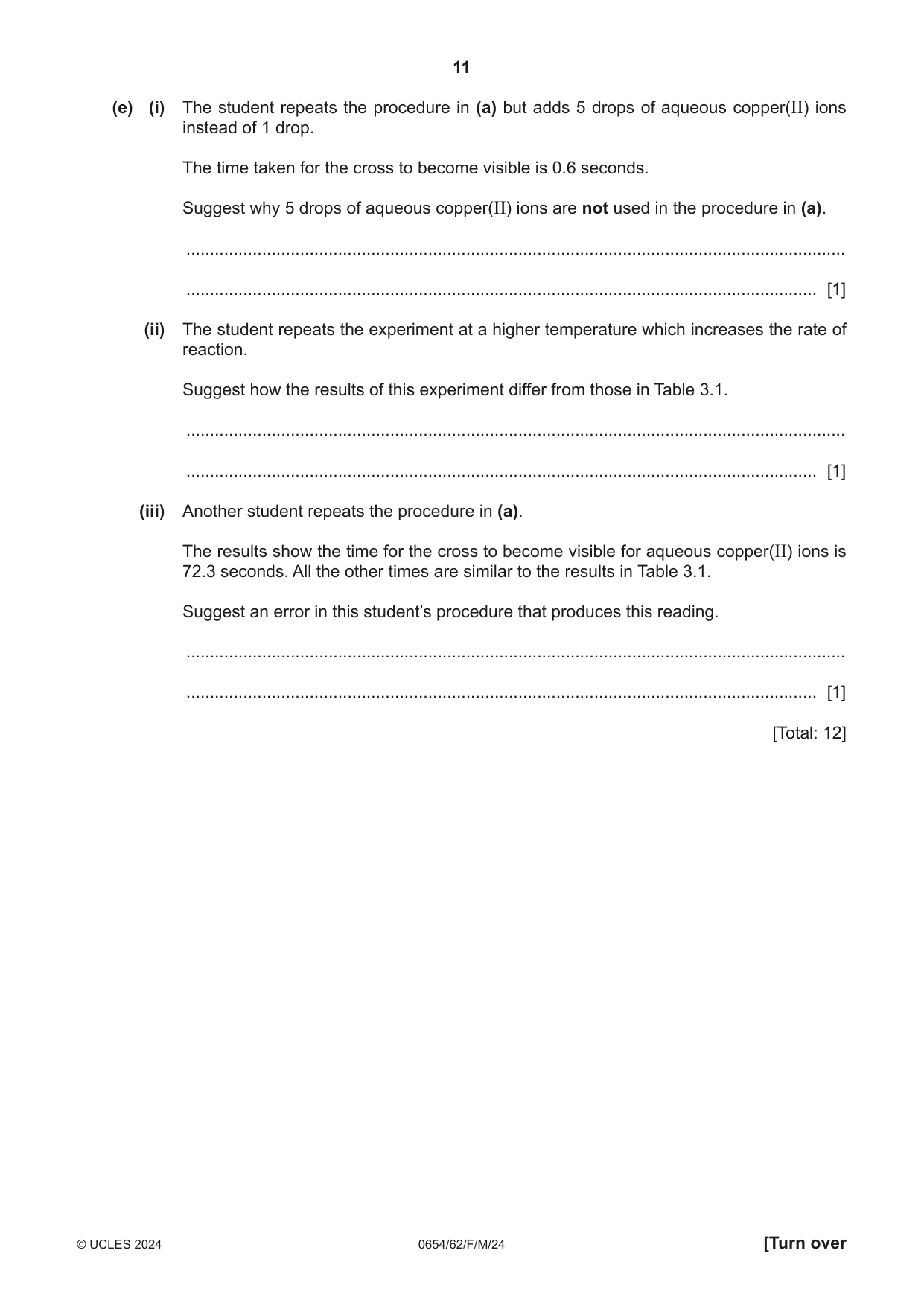 Cambridge IGCSE Sciences - Co-ordinated (Double) 0654 2024 Feb/March Paper 6 · Variant 2 question paper, page 11 of 20