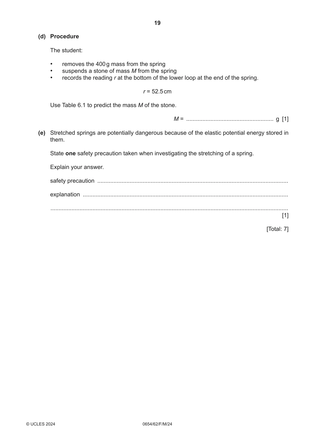 Cambridge IGCSE Sciences - Co-ordinated (Double) 0654 2024 Feb/March Paper 6 · Variant 2 question paper, page 19 of 20