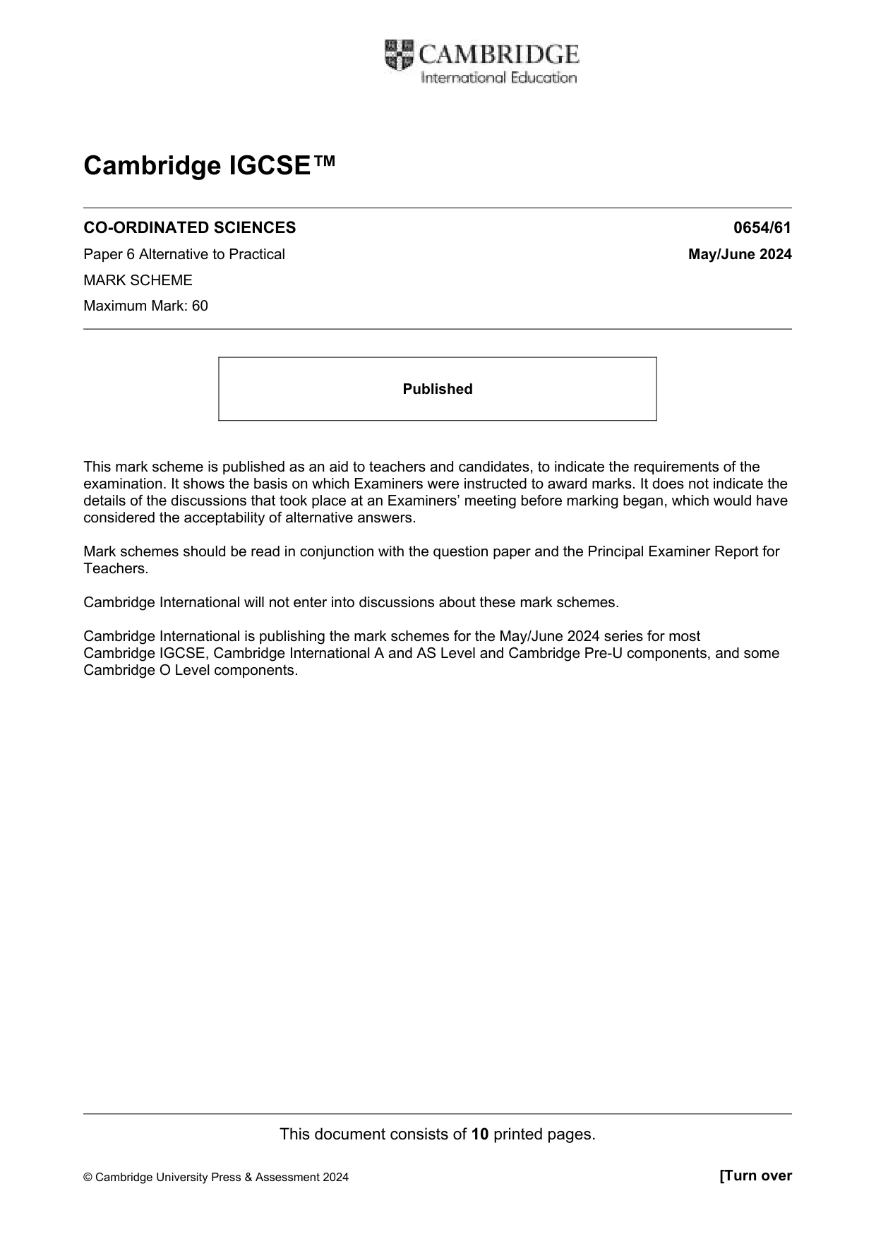 Mark scheme, page 1 of 10