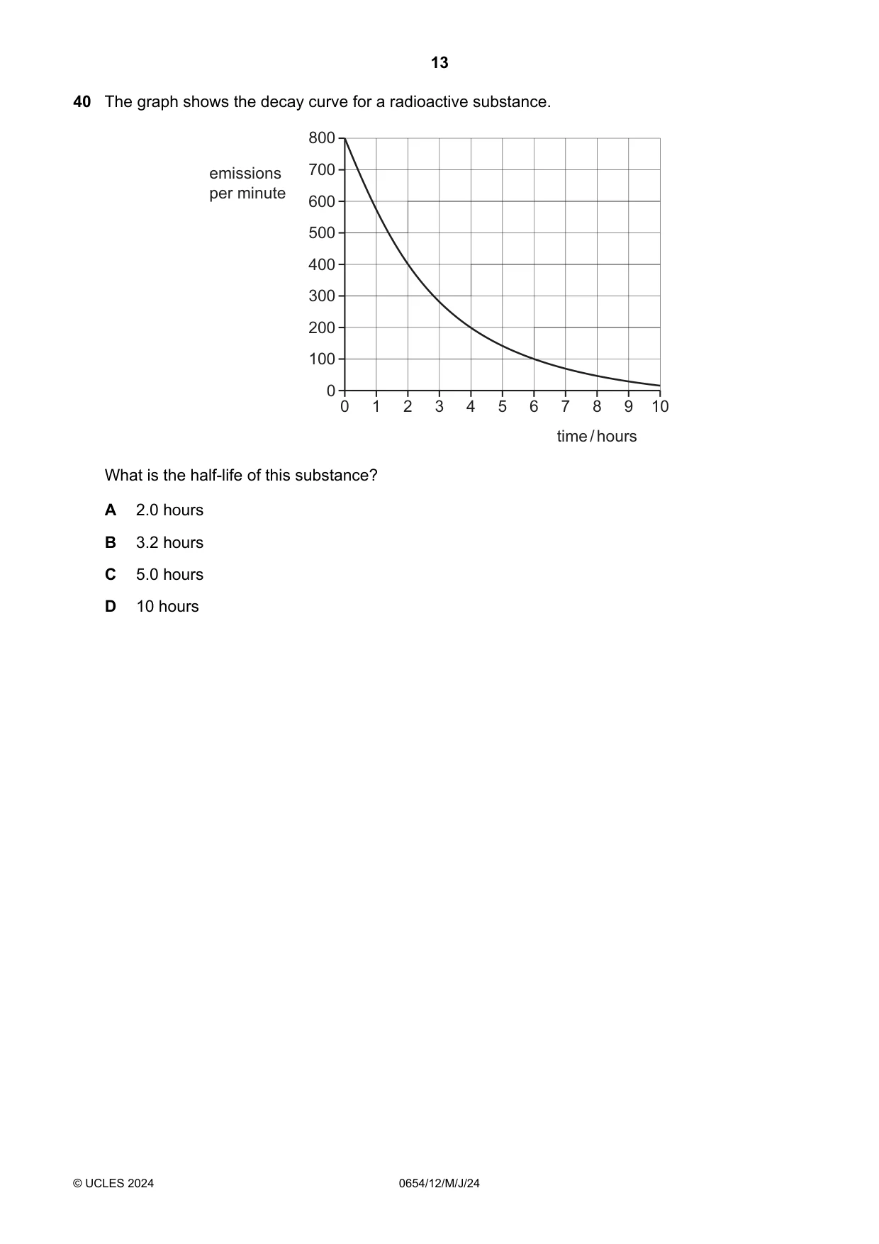 Cambridge IGCSE Sciences - Co-ordinated (Double) 0654 2024 May/June Paper 1 · Variant 2 question paper, page 13 of 16