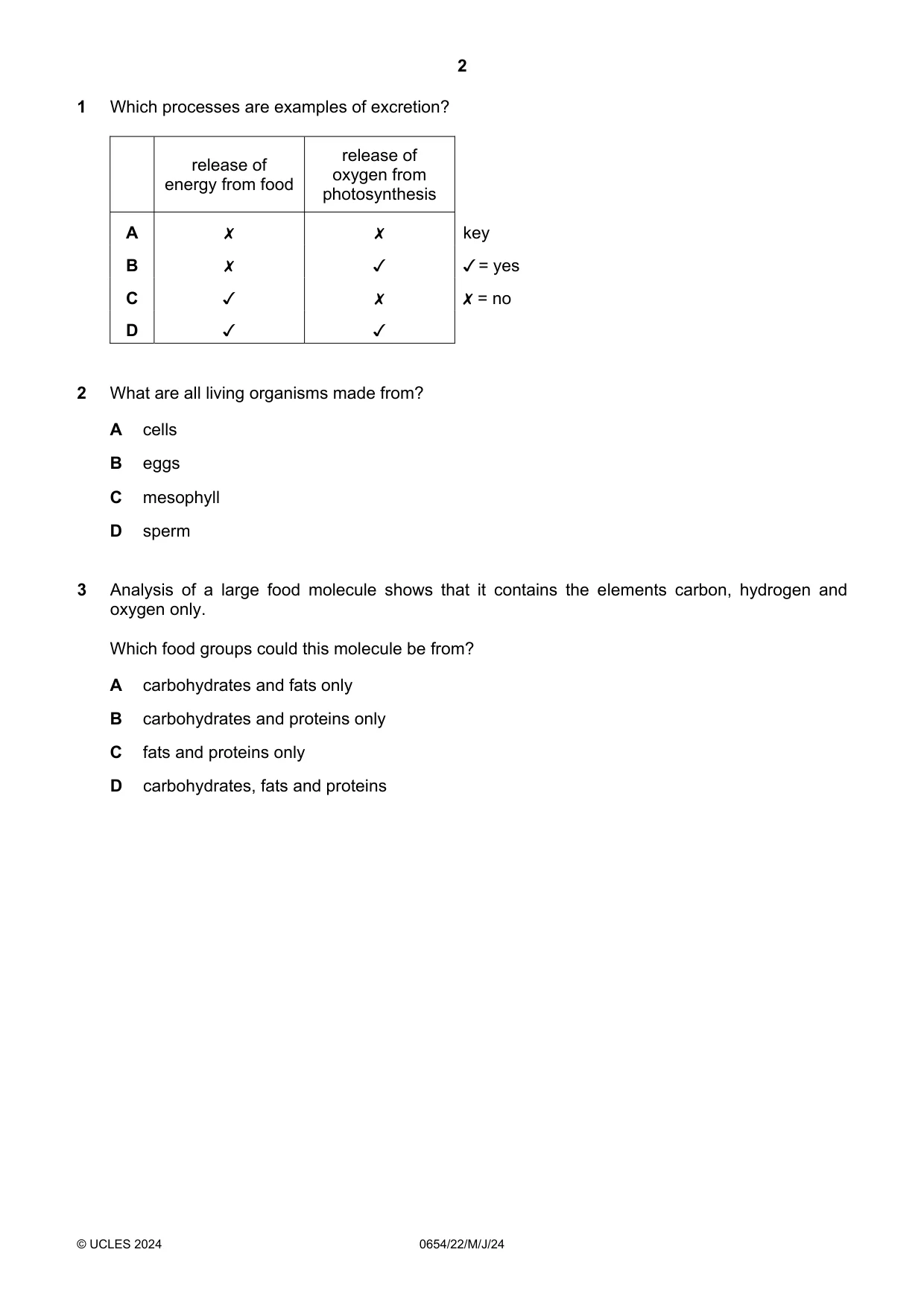 Cambridge IGCSE Sciences - Co-ordinated (Double) 0654 2024 May/June Paper 2 · Variant 2 question paper, page 2 of 16