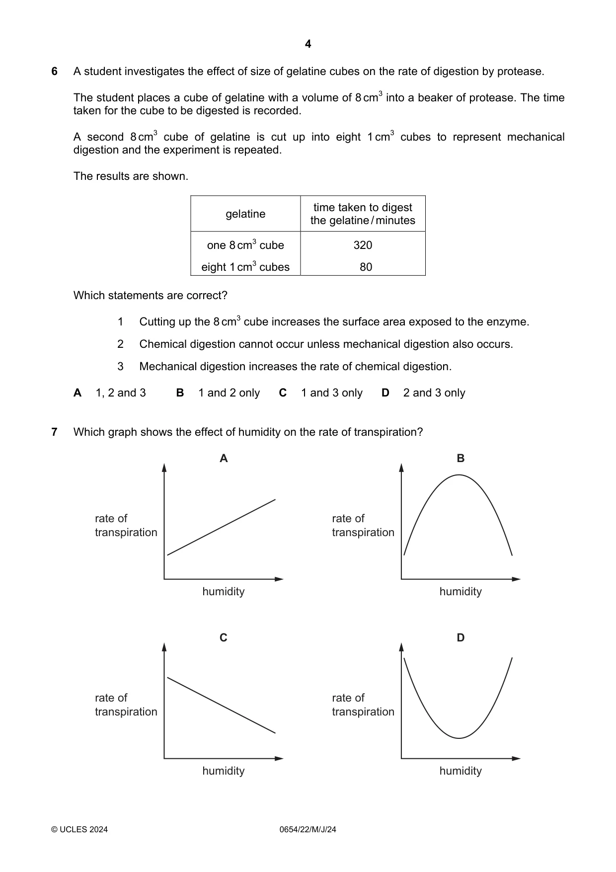 Cambridge IGCSE Sciences - Co-ordinated (Double) 0654 2024 May/June Paper 2 · Variant 2 question paper, page 4 of 16