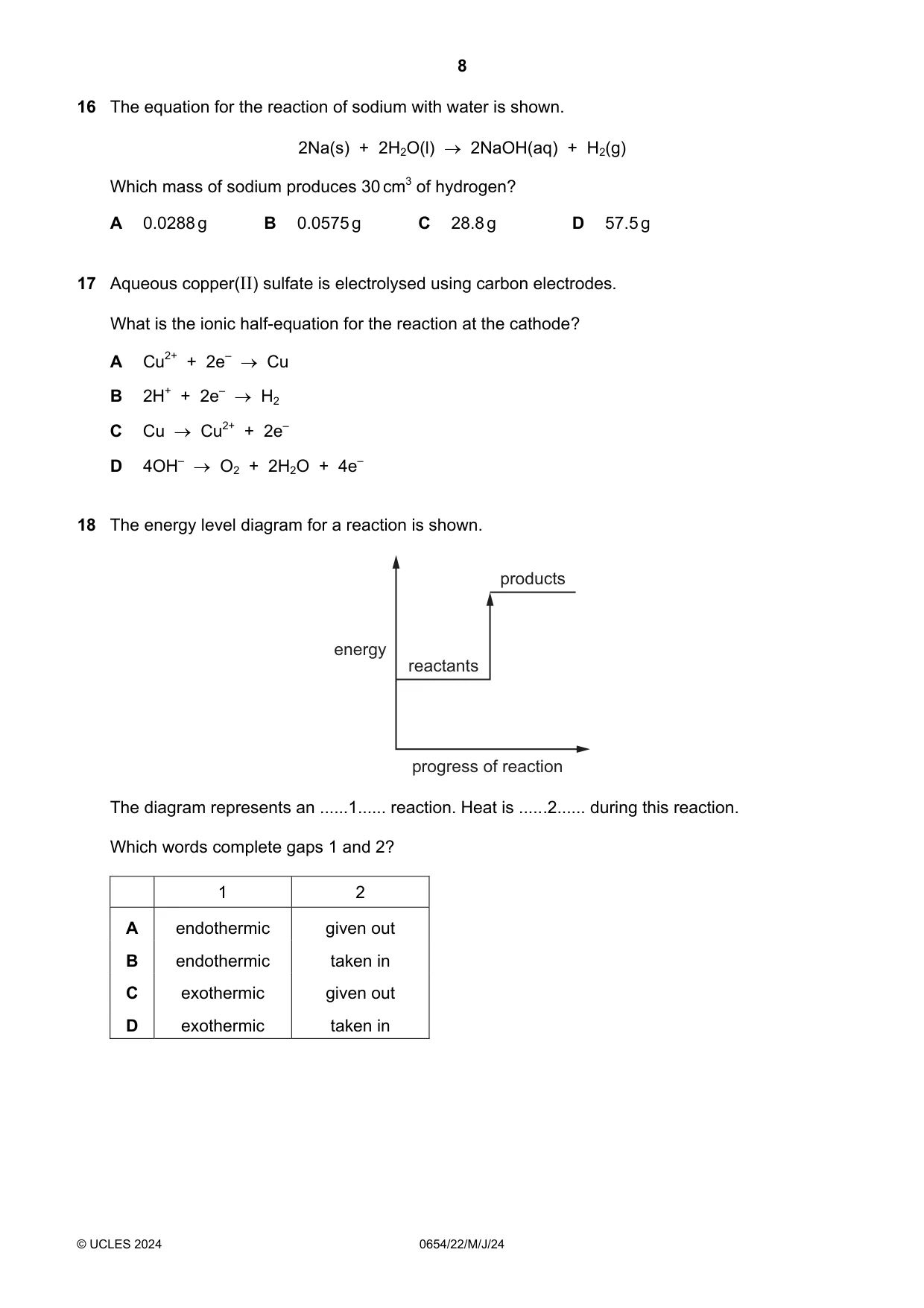 Cambridge IGCSE Sciences - Co-ordinated (Double) 0654 2024 May/June Paper 2 · Variant 2 question paper, page 8 of 16