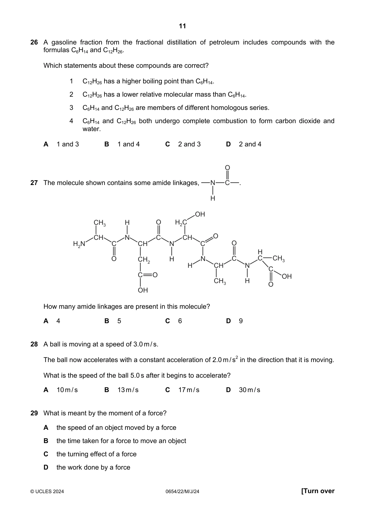 Cambridge IGCSE Sciences - Co-ordinated (Double) 0654 2024 May/June Paper 2 · Variant 2 question paper, page 11 of 16