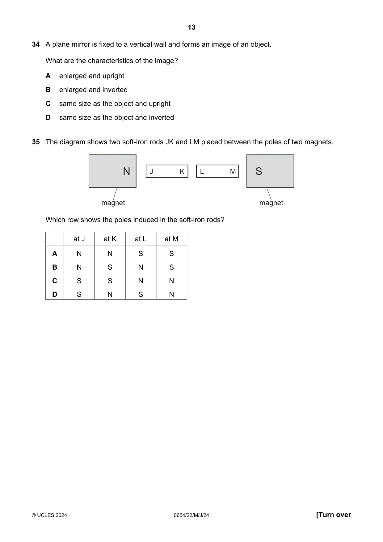 Cambridge IGCSE Sciences - Co-ordinated (Double) 0654 2024 May/June Paper 2 · Variant 2 question paper, page 13 of 16