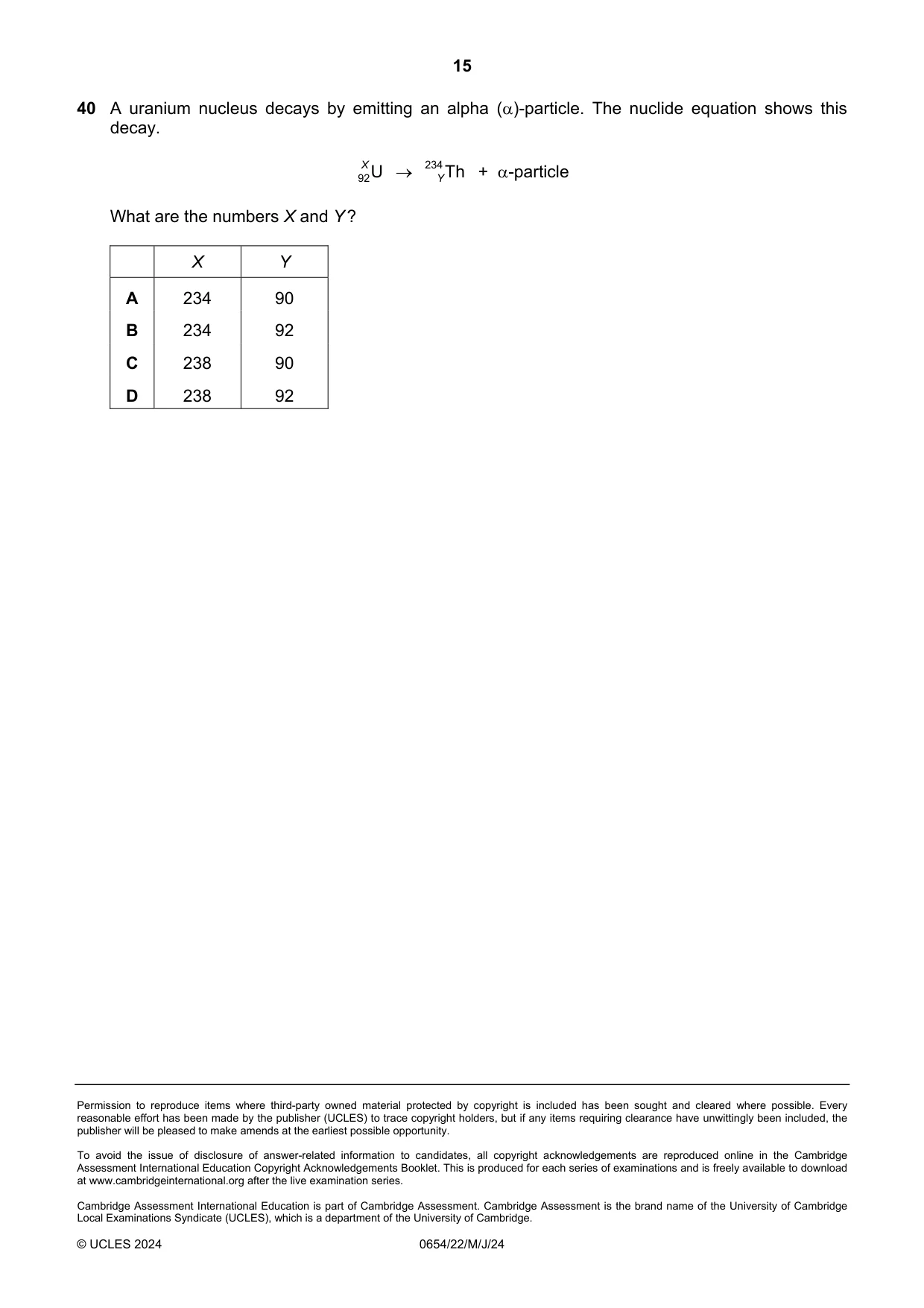 Cambridge IGCSE Sciences - Co-ordinated (Double) 0654 2024 May/June Paper 2 · Variant 2 question paper, page 15 of 16