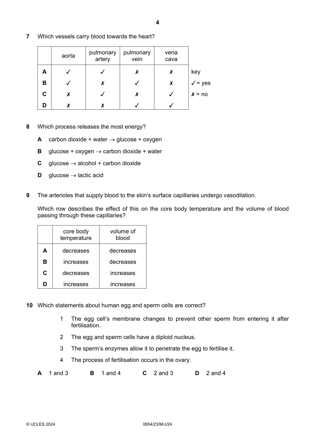Cambridge IGCSE Sciences - Co-ordinated (Double) 0654 2024 May/June Paper 2 · Variant 3 question paper, page 4 of 20