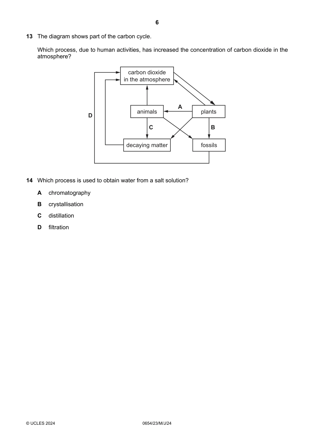 Cambridge IGCSE Sciences - Co-ordinated (Double) 0654 2024 May/June Paper 2 · Variant 3 question paper, page 6 of 20