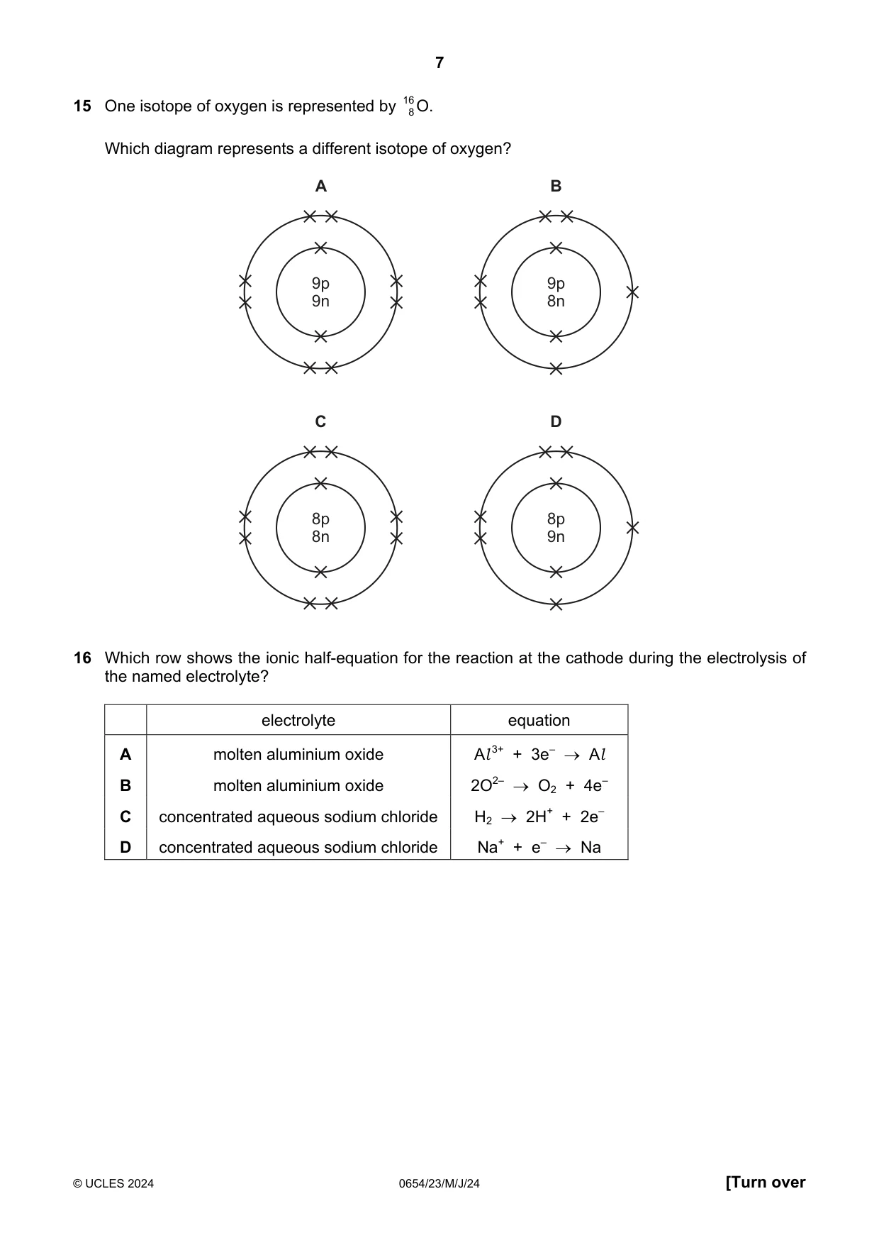 Cambridge IGCSE Sciences - Co-ordinated (Double) 0654 2024 May/June Paper 2 · Variant 3 question paper, page 7 of 20