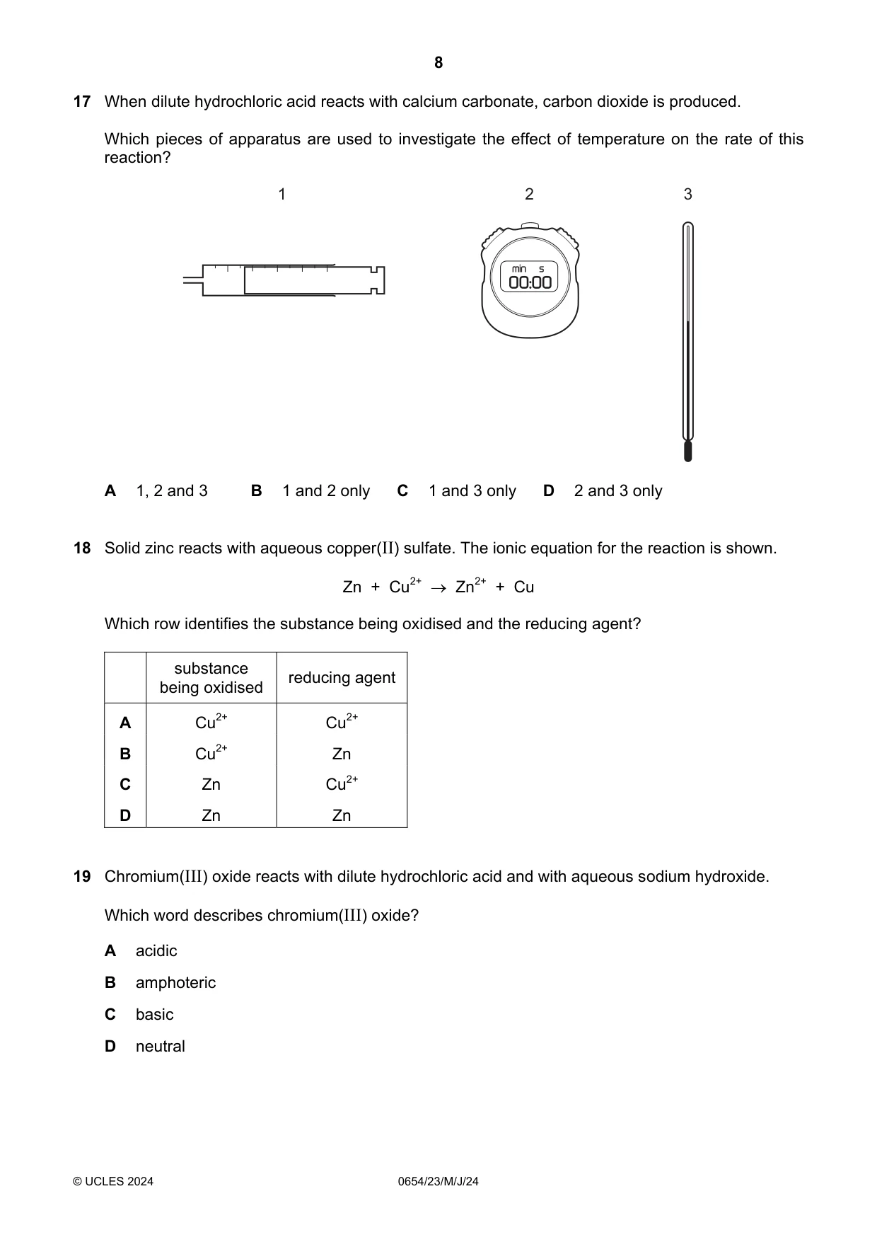 Cambridge IGCSE Sciences - Co-ordinated (Double) 0654 2024 May/June Paper 2 · Variant 3 question paper, page 8 of 20