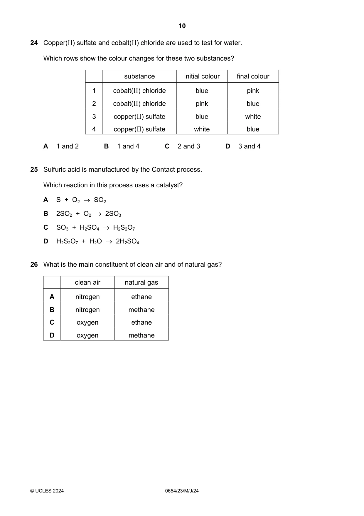 Cambridge IGCSE Sciences - Co-ordinated (Double) 0654 2024 May/June Paper 2 · Variant 3 question paper, page 10 of 20