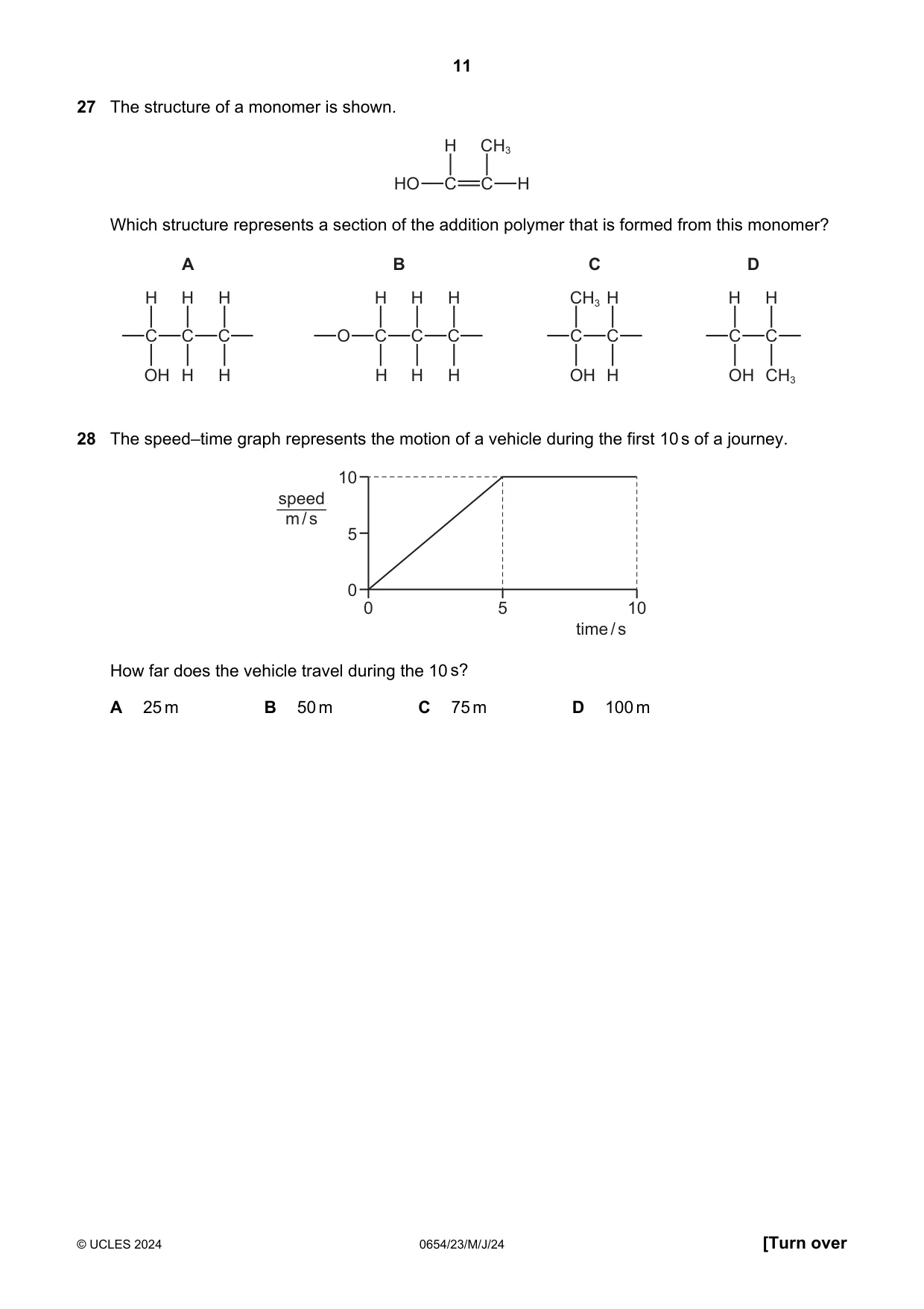 Cambridge IGCSE Sciences - Co-ordinated (Double) 0654 2024 May/June Paper 2 · Variant 3 question paper, page 11 of 20