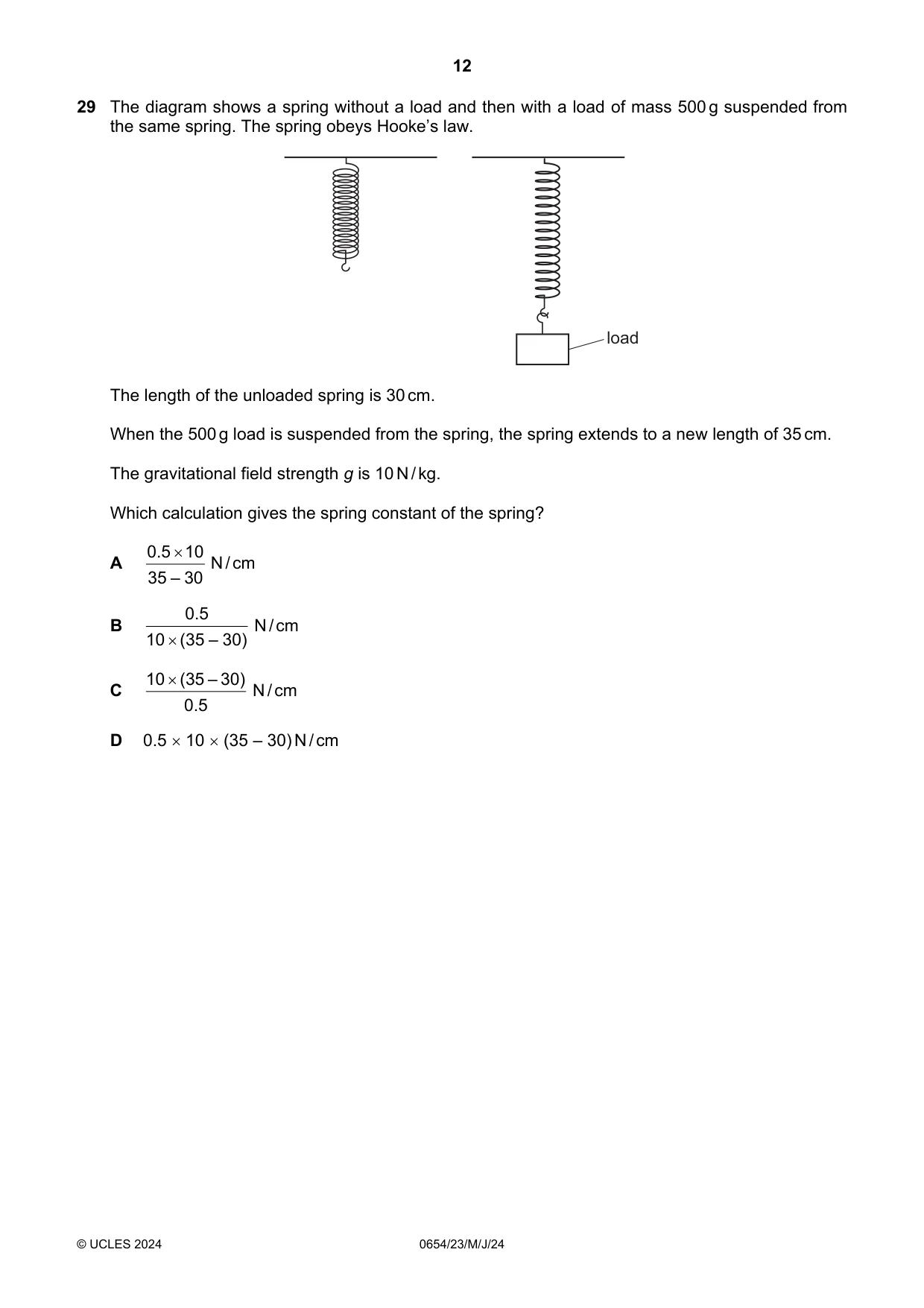 Cambridge IGCSE Sciences - Co-ordinated (Double) 0654 2024 May/June Paper 2 · Variant 3 question paper, page 12 of 20
