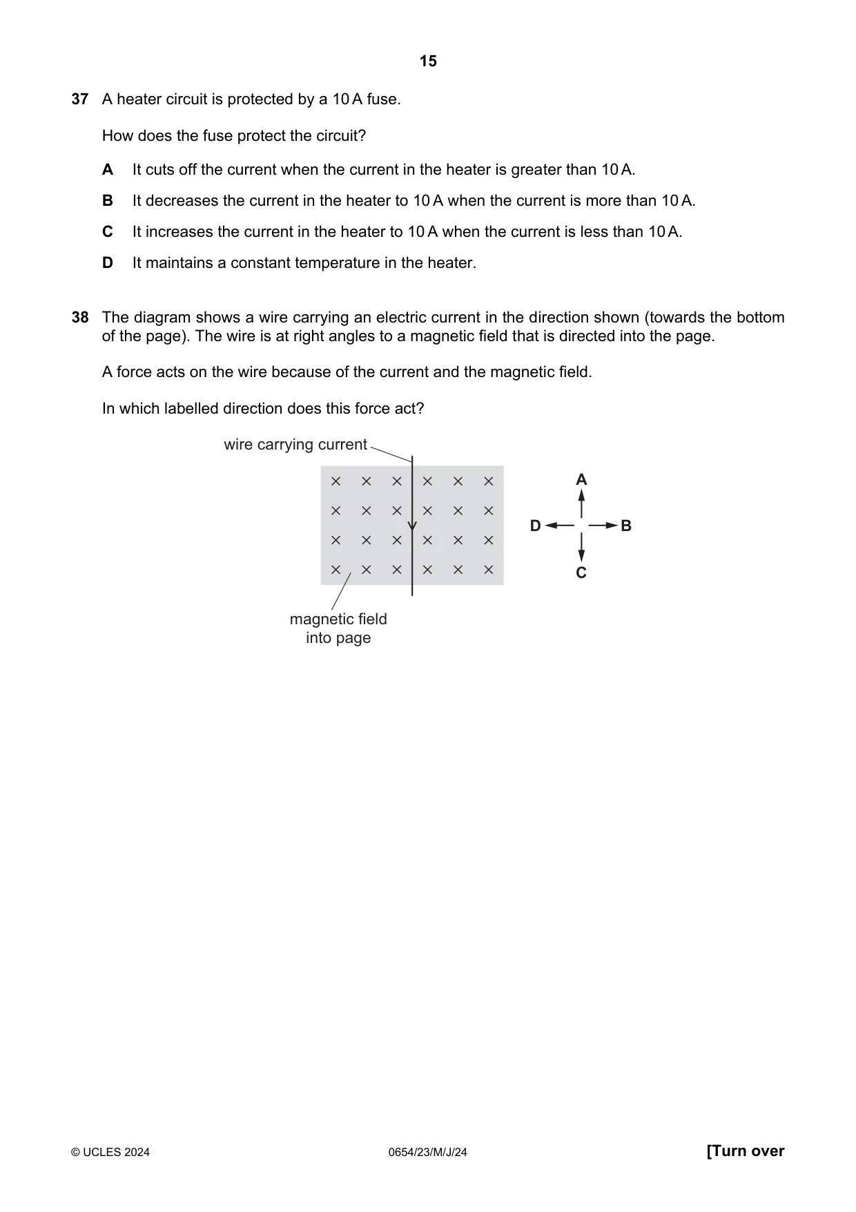 Cambridge IGCSE Sciences - Co-ordinated (Double) 0654 2024 May/June Paper 2 · Variant 3 question paper, page 15 of 20