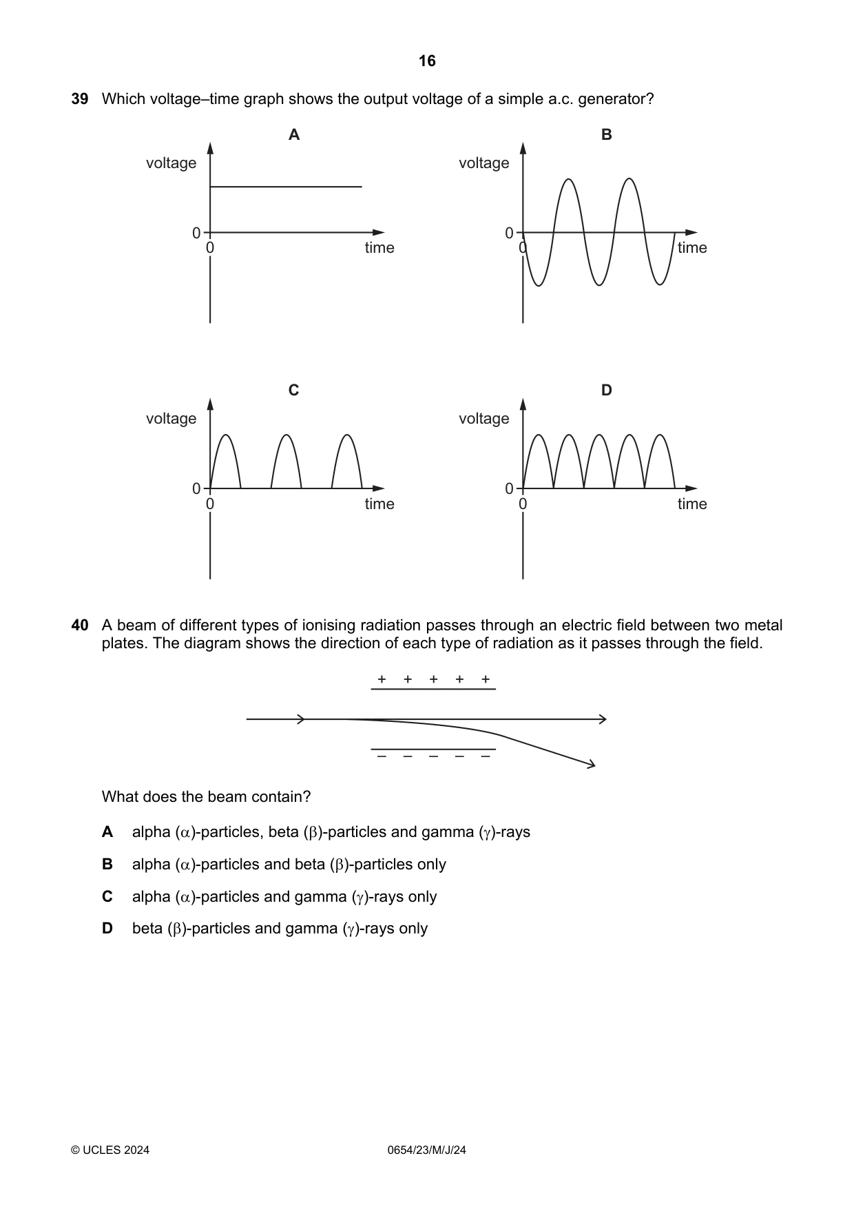 Cambridge IGCSE Sciences - Co-ordinated (Double) 0654 2024 May/June Paper 2 · Variant 3 question paper, page 16 of 20