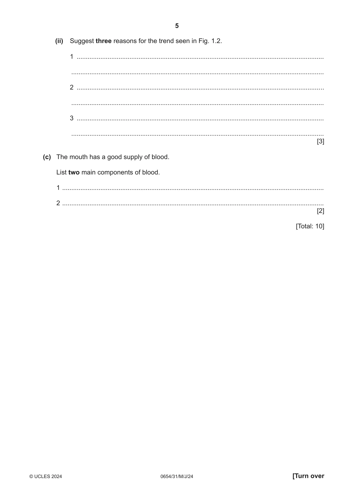 Cambridge IGCSE Sciences - Co-ordinated (Double) 0654 2024 May/June Paper 3 · Variant 1 question paper, page 5 of 28