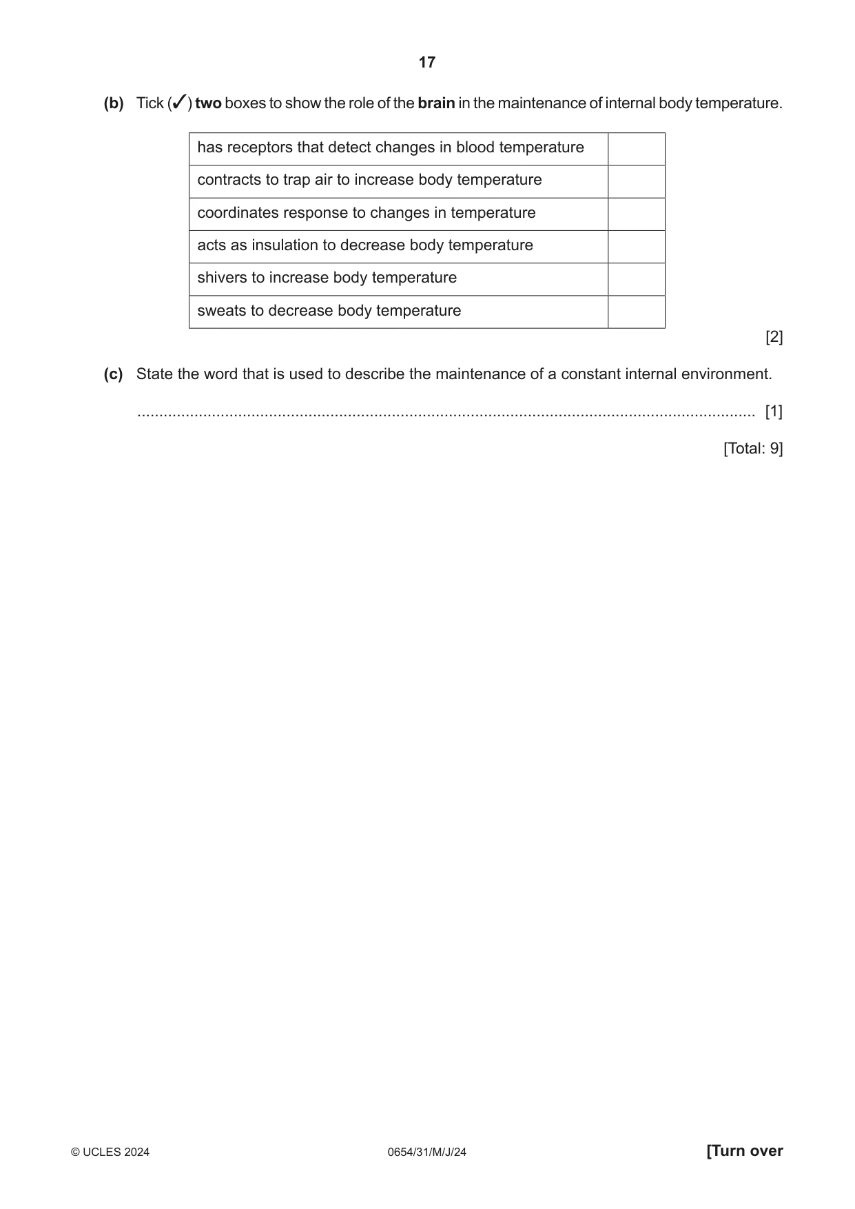 Cambridge IGCSE Sciences - Co-ordinated (Double) 0654 2024 May/June Paper 3 · Variant 1 question paper, page 17 of 28